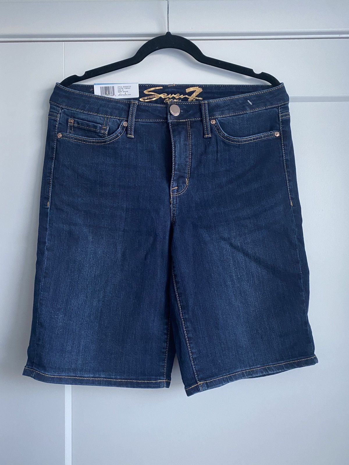 Seven 7 New SEVEN 7 Womens 10 Sunset Bermuda Shorts Denim Jeans Zip Size 32" / US 10 / IT 46 - 1 Thumbnail