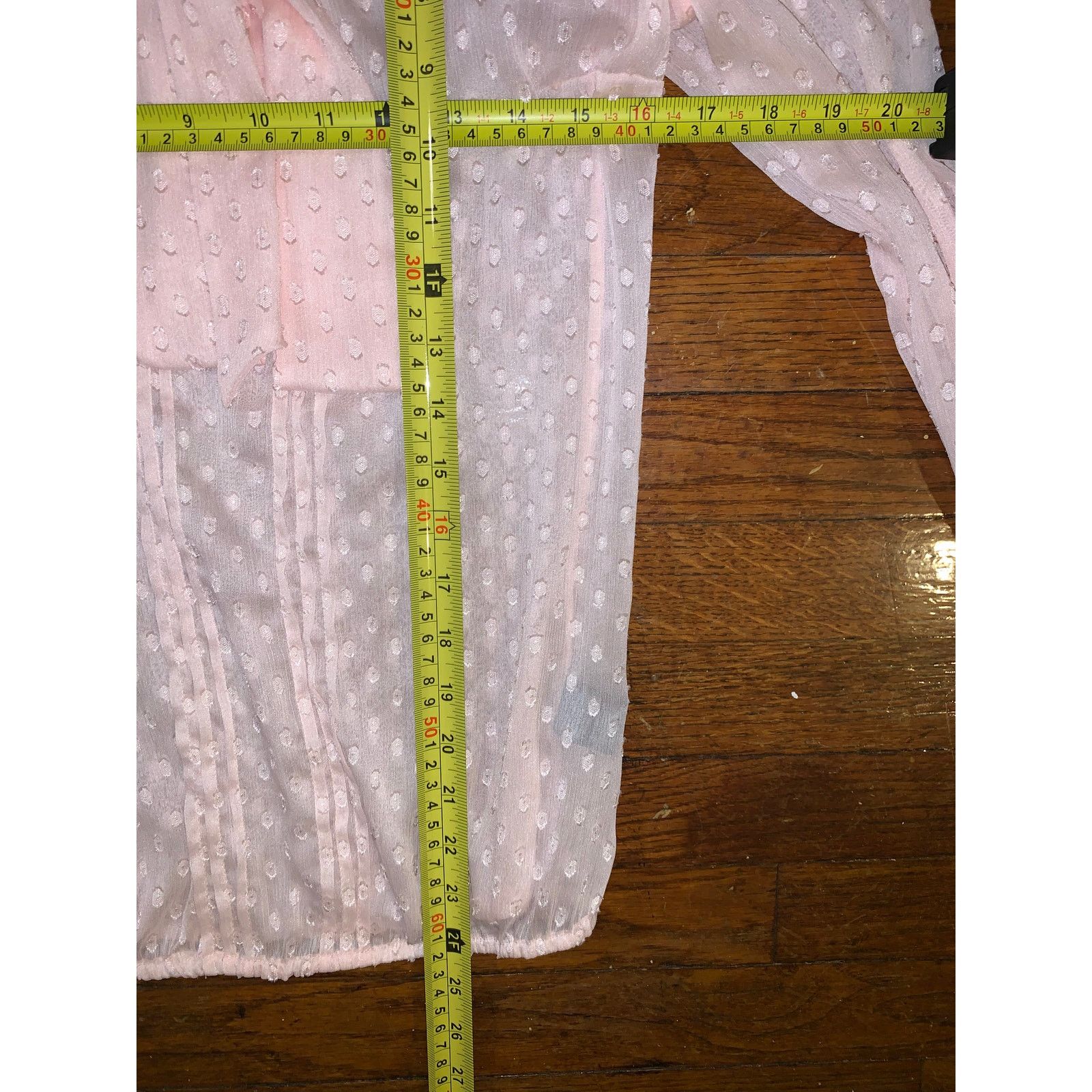 Other RW&CO Sheer Pink Swiss Dot Blouse XS Tie Neck See Through Size XS / US 0-2 / IT 36-38 - 8 Thumbnail