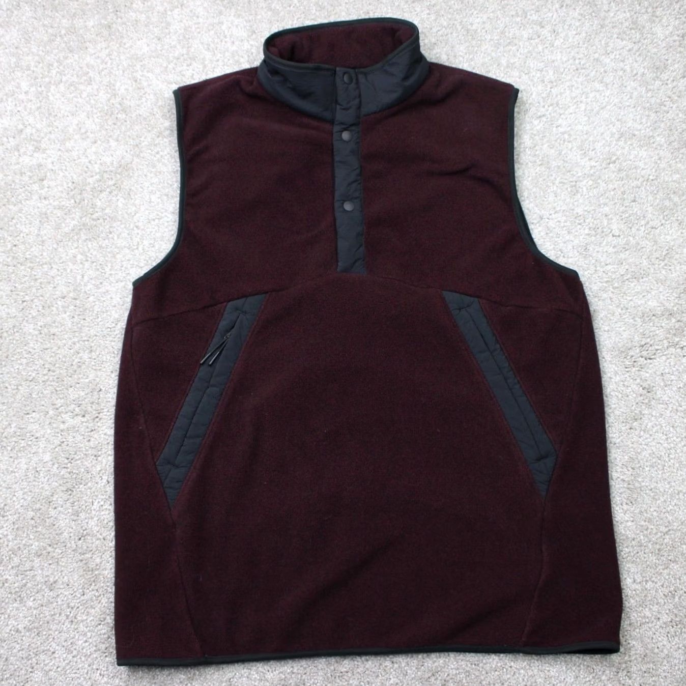 Vintage Hill City Vest Mens Medium Burgundy Fleece Zip Pockets Casual T Snap Pullover Size US M / EU 48-50 / 2 - 2 Thumbnail