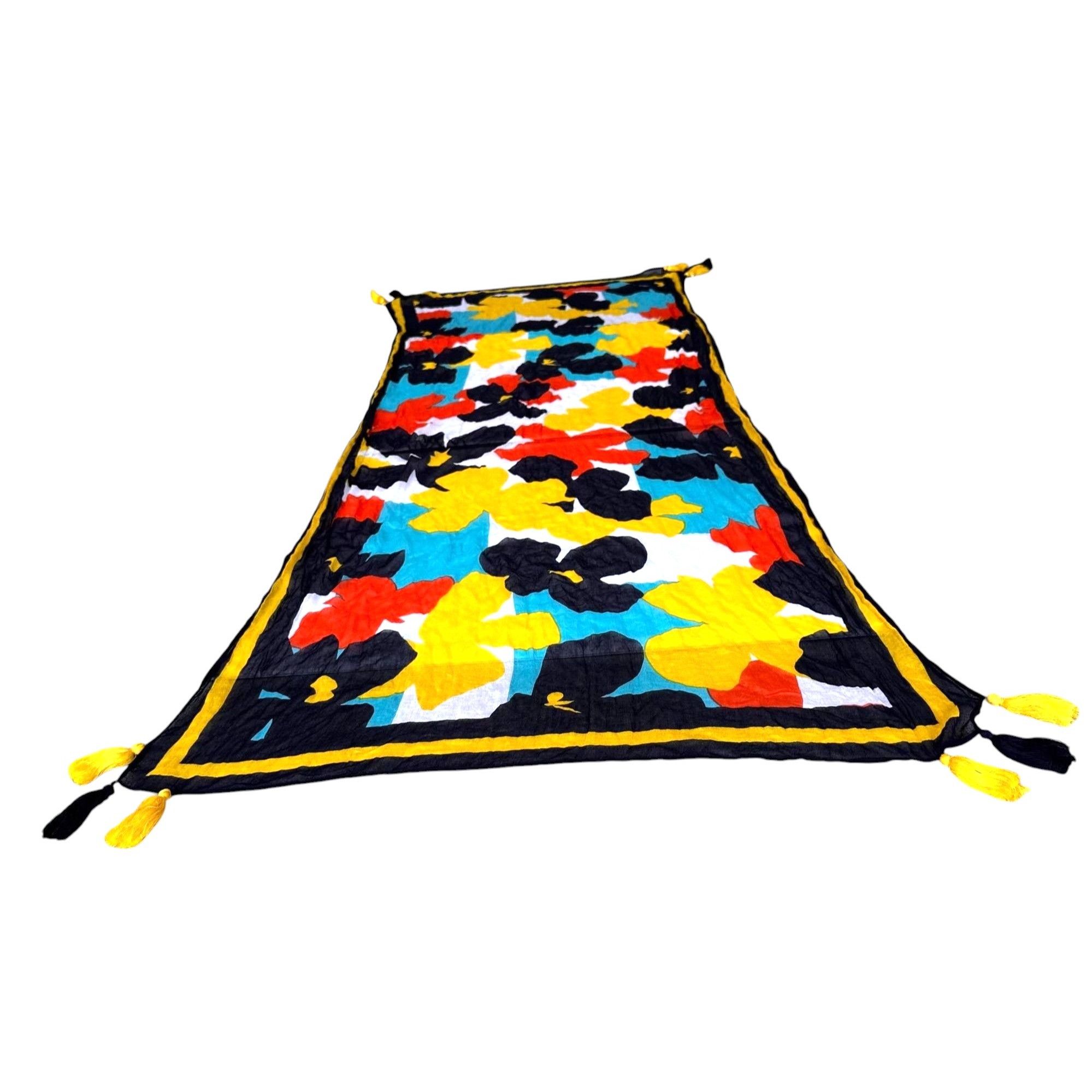 Vintage Vintage Flower Power Scarf Long Tassel Corners 74 in L x 31 Size ONE SIZE - 1 Thumbnail