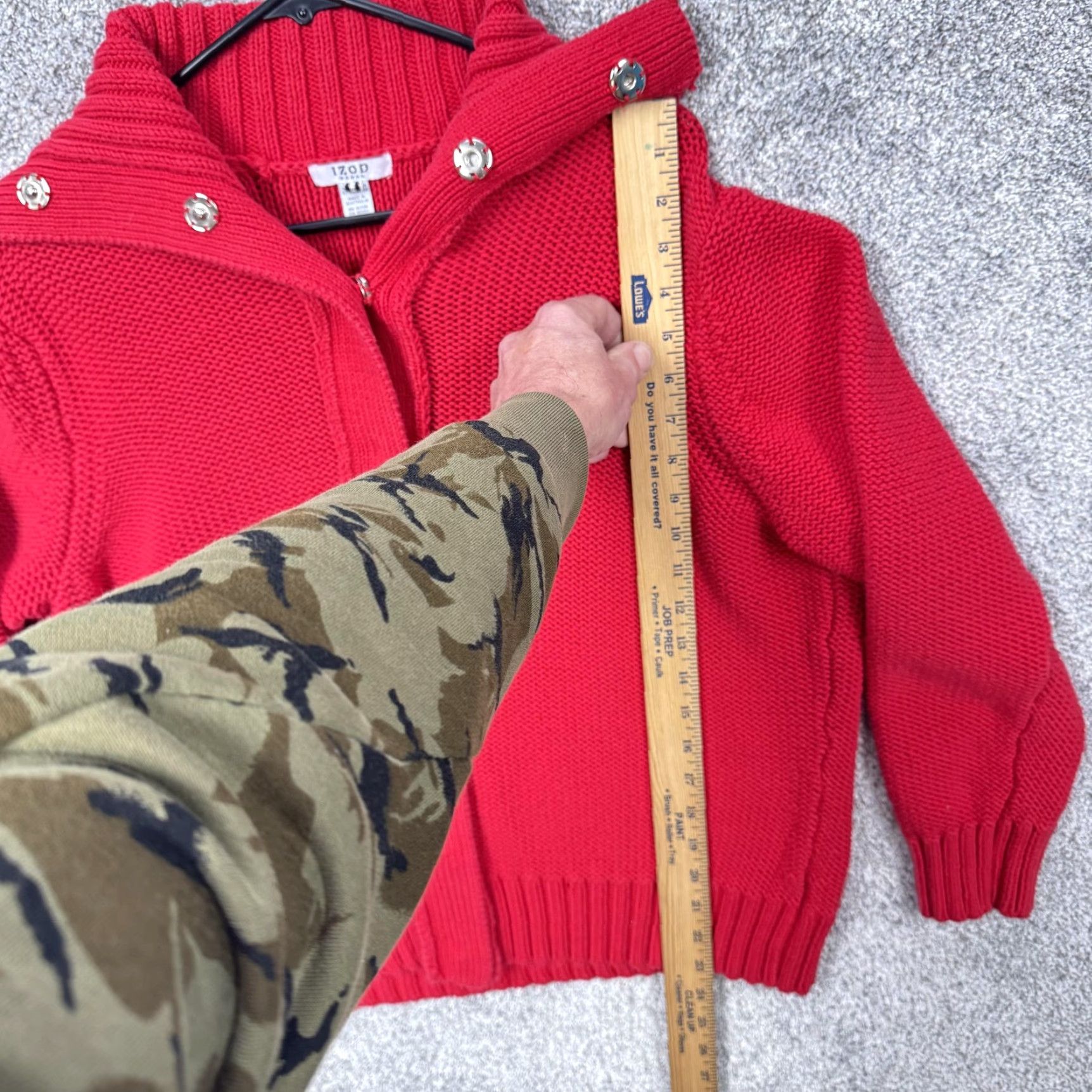 Izod VINTAGE IZOD Sweater Womens 1X Chunky Knit Snap Front Preppy Layering Grandpa Americana Size XL / US 12-14 / IT 48-50 - 2 Thumbnail