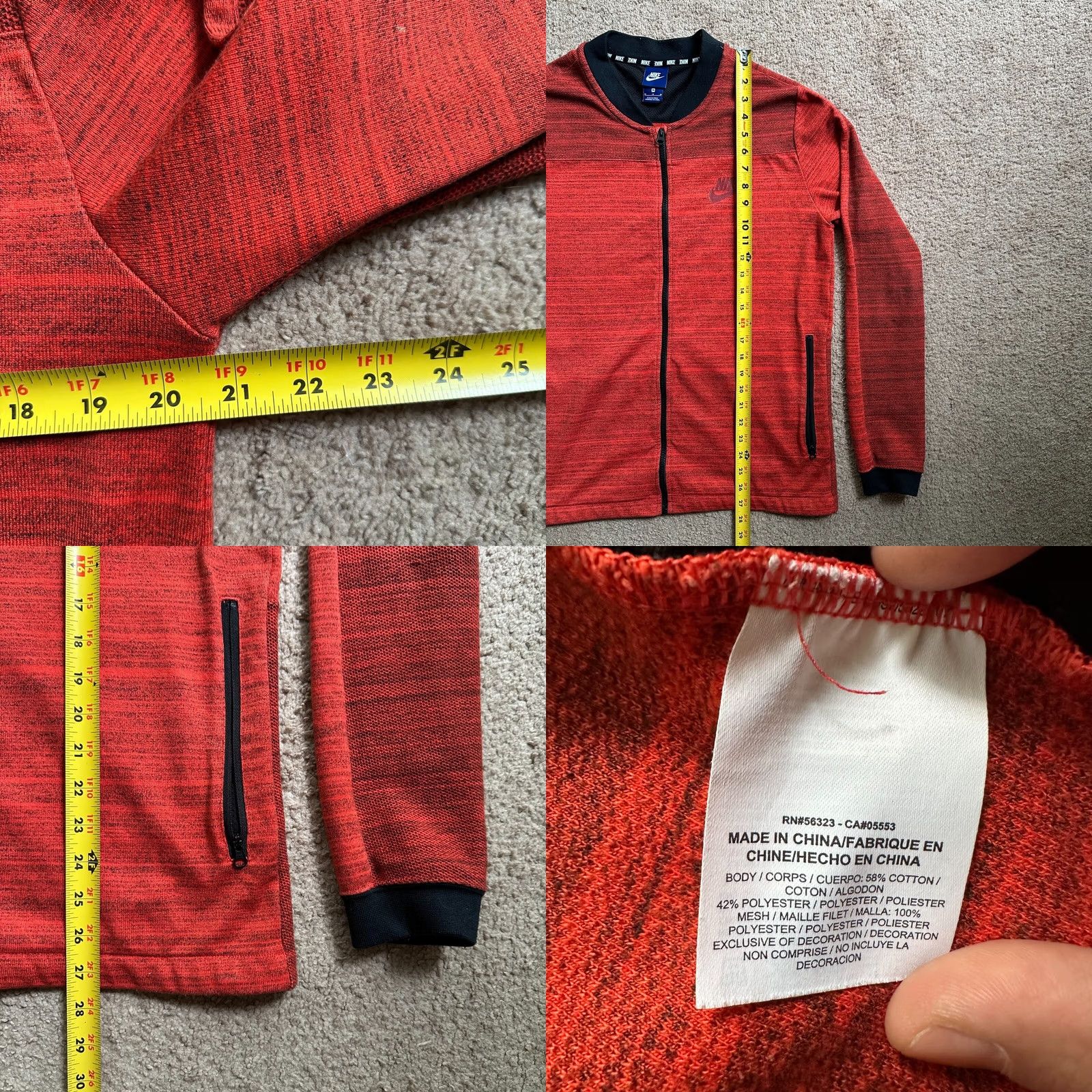 Nike VINTAGE Nike Sweatshirt Mens Medium Full Zip Logo Orange Pockets Round Neck Size US M / EU 48-50 / 2 - 8 Thumbnail