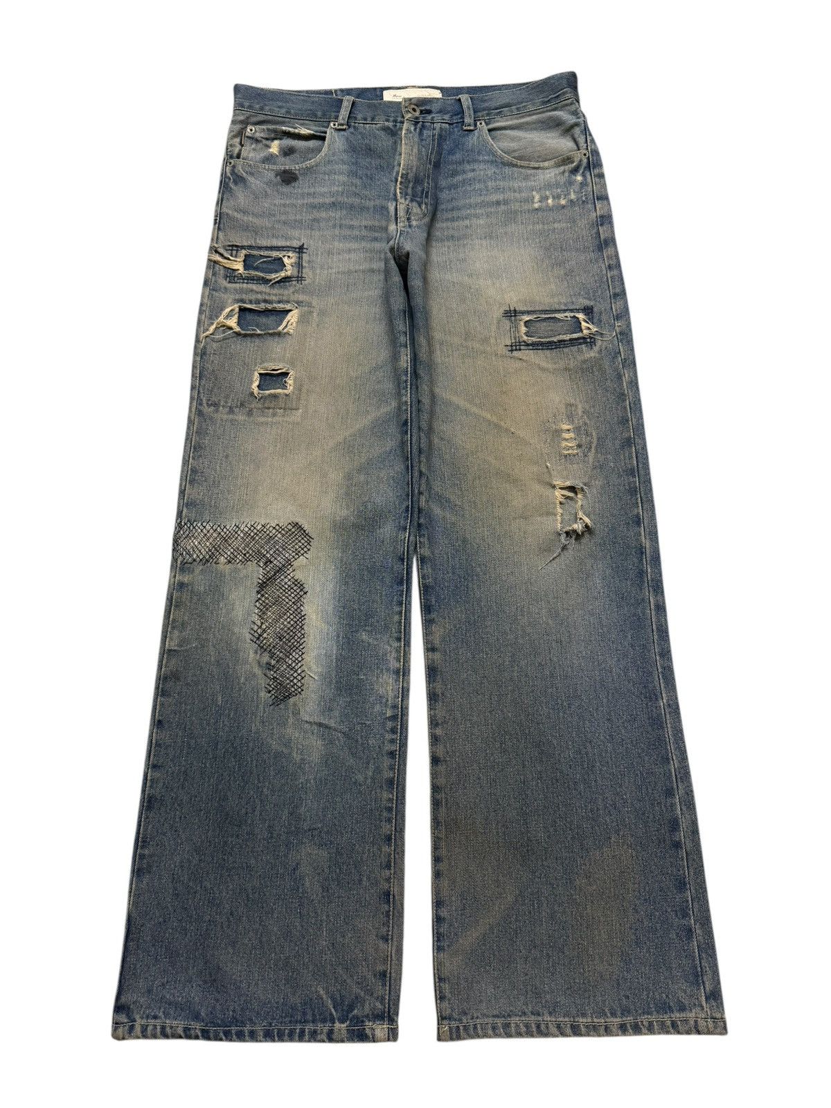 Kapital Vintage Japanese Brand Mud Wash Distressed Wide Leg Baggy Size US 34 / EU 50 - 1 Thumbnail