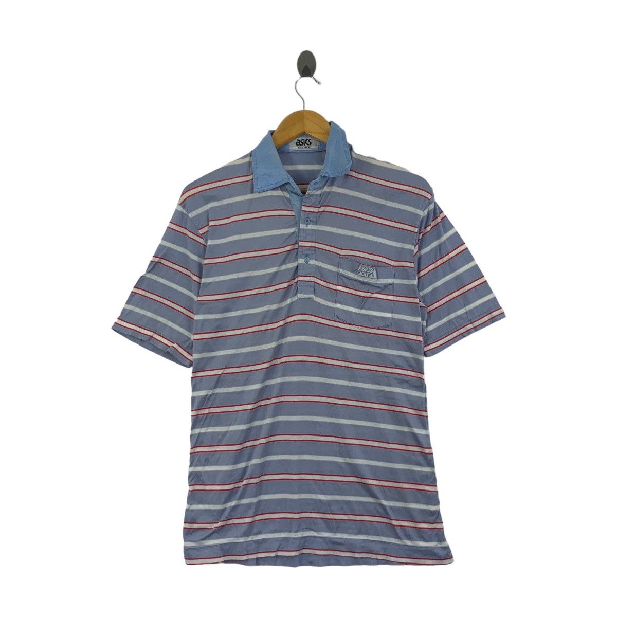 Vintage ASICS JAPAN GOLF Collection Striped Polo Tee Shirt