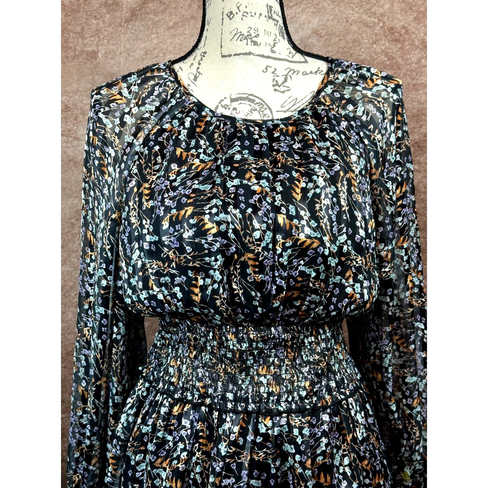Other Dizzy Lizzy Wide Elastic Waistband Dress Metallic Floral M Size M / US 6-8 / IT 42-44 - 6 Thumbnail