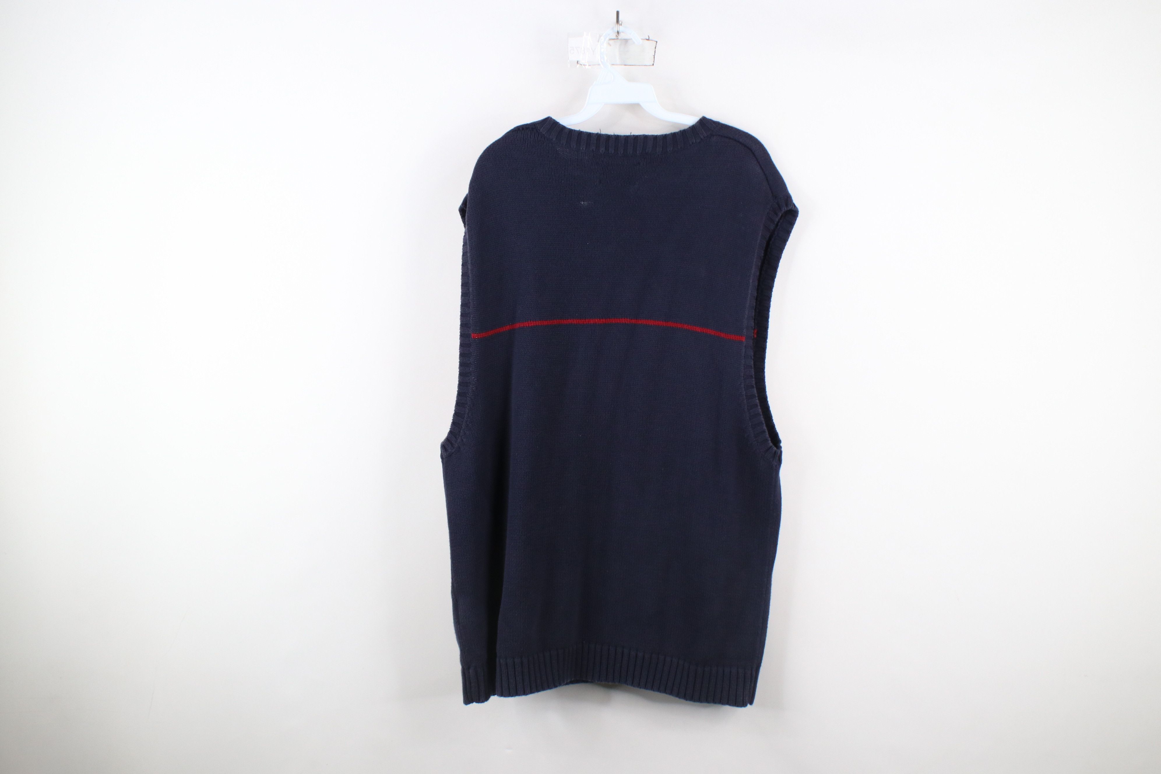 Tommy Hilfiger × Vintage Vintage 90s Tommy Hilfiger Crest Cotton Knit Sweater Vest Size US XL / EU 56 / 4 - 10 Thumbnail