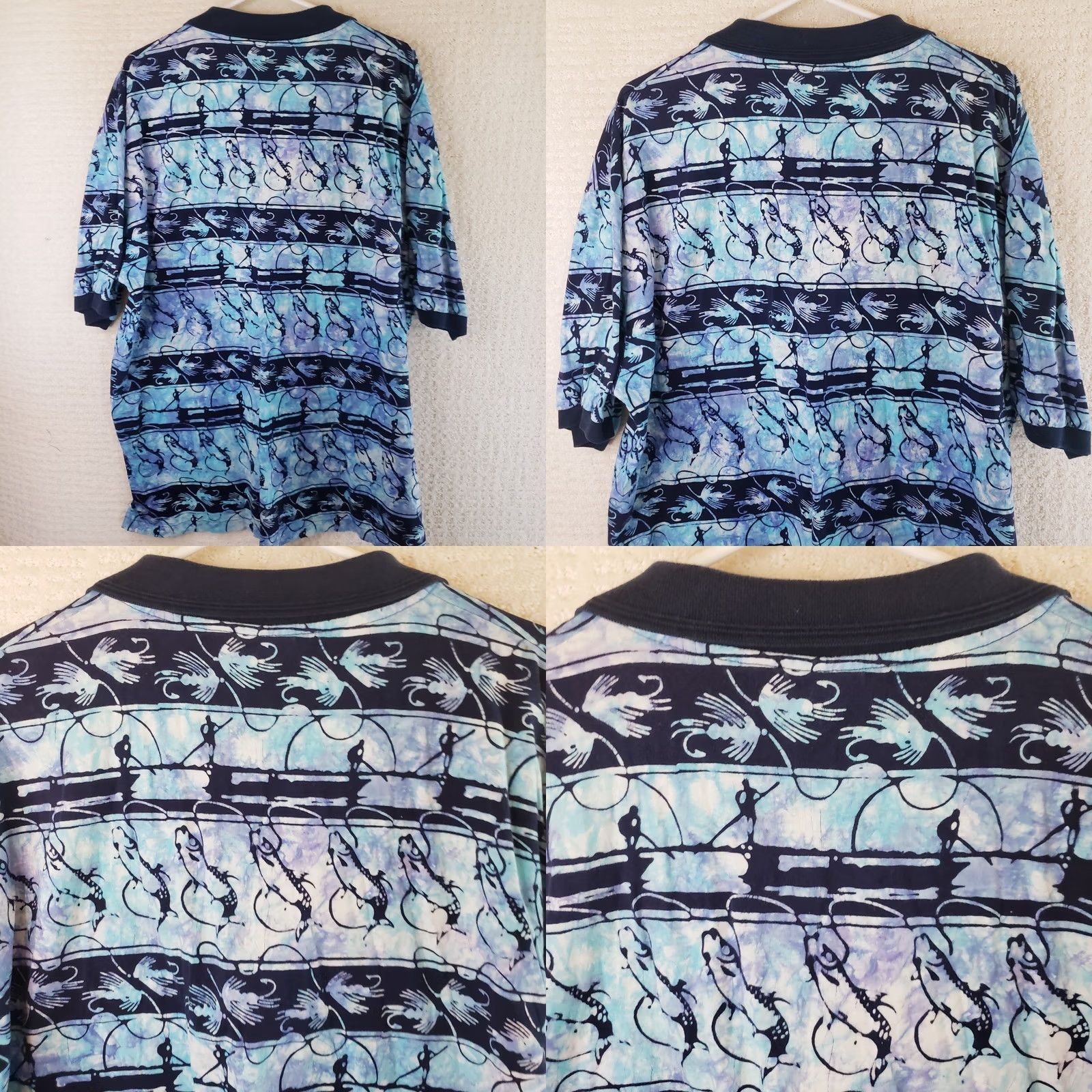 Vintage Rum Reggae Polo Shirt Mens XXL Short Sleeve Cotton Fly Fish Printed Blue Black Size US XXL / EU 58 / 5 - 9 Thumbnail