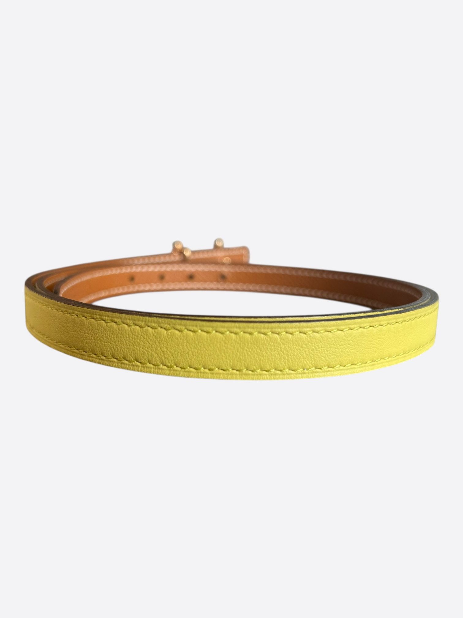 Hermes Hermes Yellow & Brown Gold Mini Gamma Reversible Belt Size 30 - 2 Thumbnail