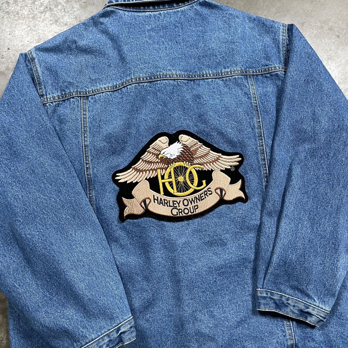 Harley Davidson × Vintage Harley Davidson HOG Patchwork Denim Jacket Biker Patches Y2K Size US XXL / EU 58 / 5 - 2 Thumbnail