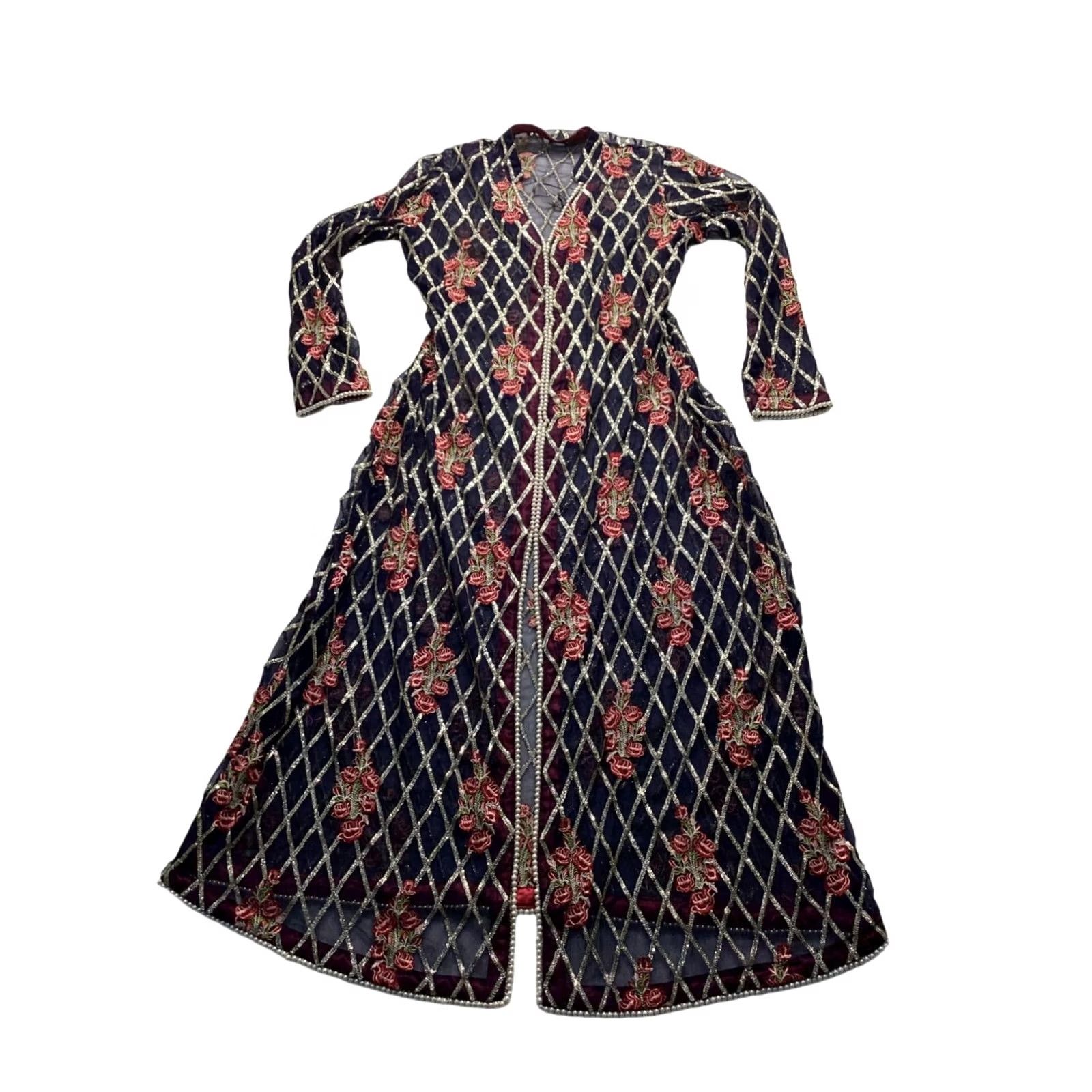 Vintage VINTAGE Sheer Beaded Dress Cover Kaftan Dress Long Blue Womens Medium/Large Beaded, Embroidered, Sequin, Formal, Pre-Owned Like New Size M / US 6-8 / IT 42-44 - 2 Thumbnail