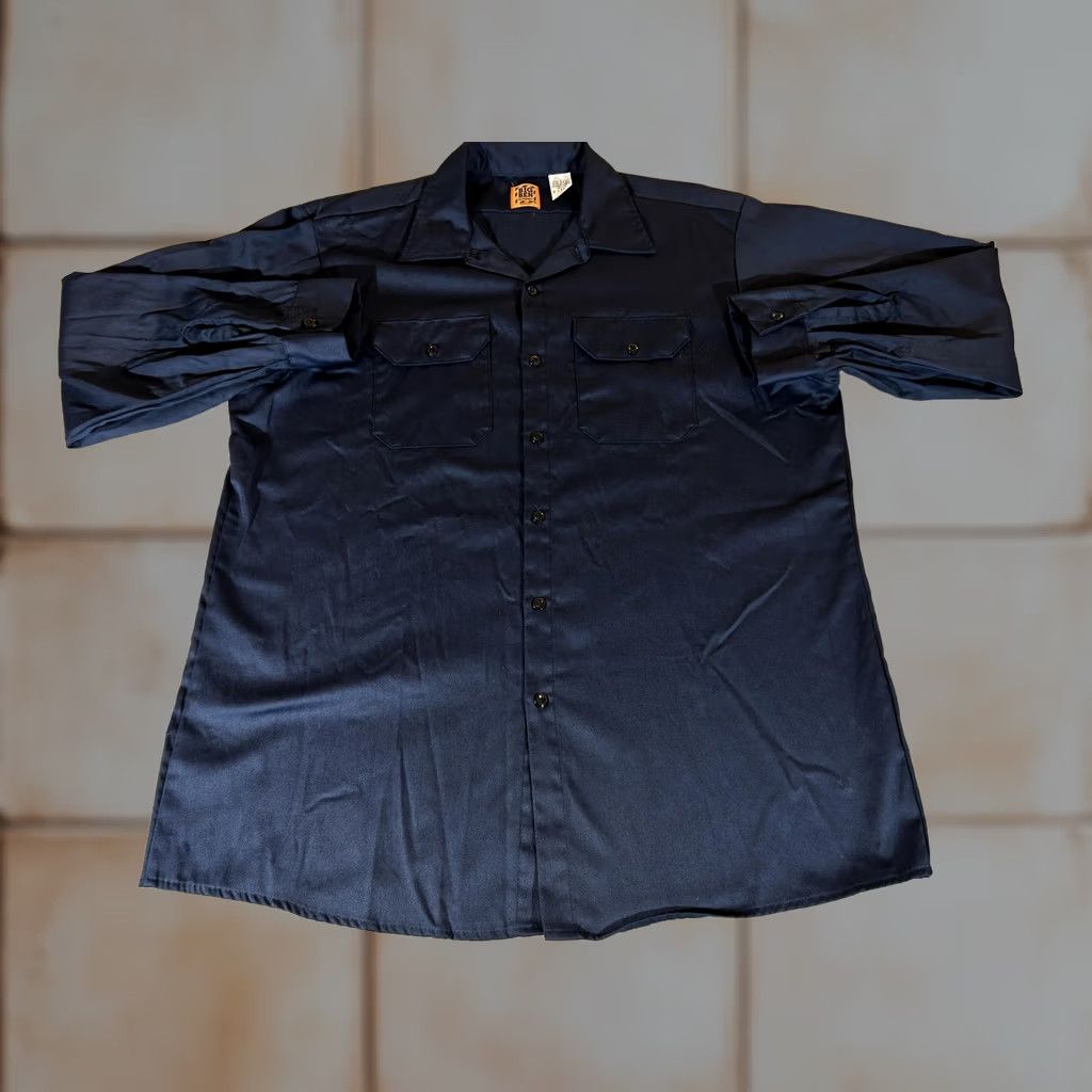 Wrangler VINTAGE Wrangler Shirt Mens XLT Blue Workwear Twill Button-Up Long Sleeve Big Ben by Wrangler Size US XL / EU 56 / 4 - 1 Thumbnail