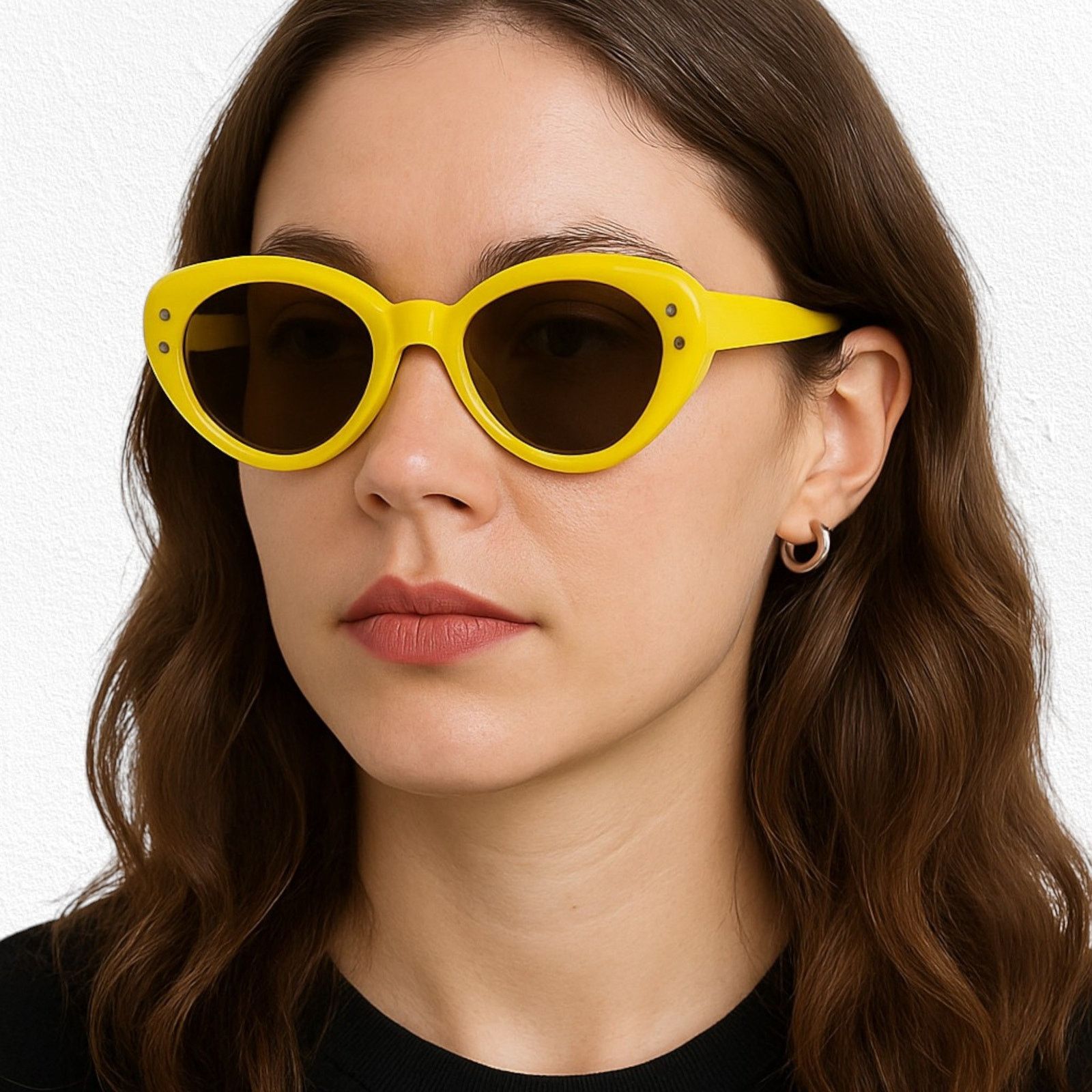 Vintage 1950s Yellow Mod Cat Eye Sunglasses Bold Oval Frame Size ONE SIZE - 13 Thumbnail