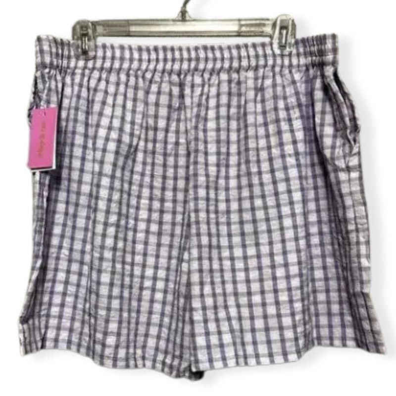 Other Riley & Rae Pull On Shorts Checkered Pockets Purple White XL Size 35" - 4 Thumbnail