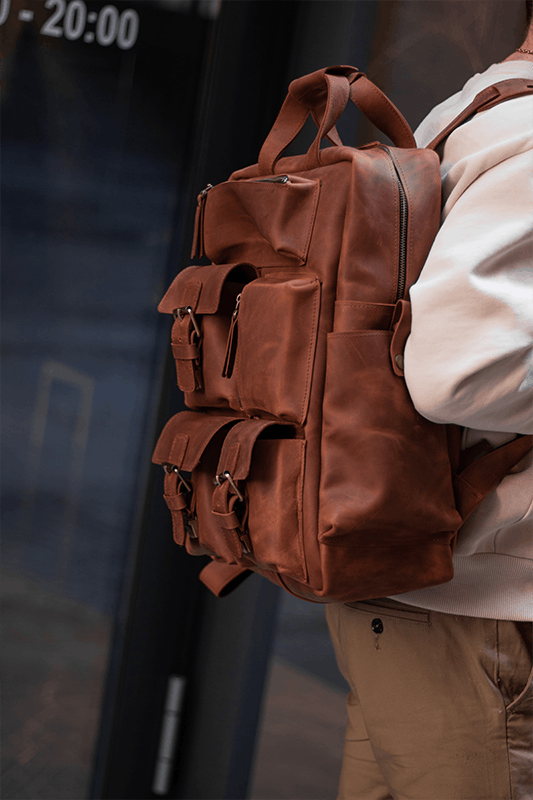 Handmade Backpack genuine vintage leather CrazyHorse Size ONE SIZE - 2 Thumbnail