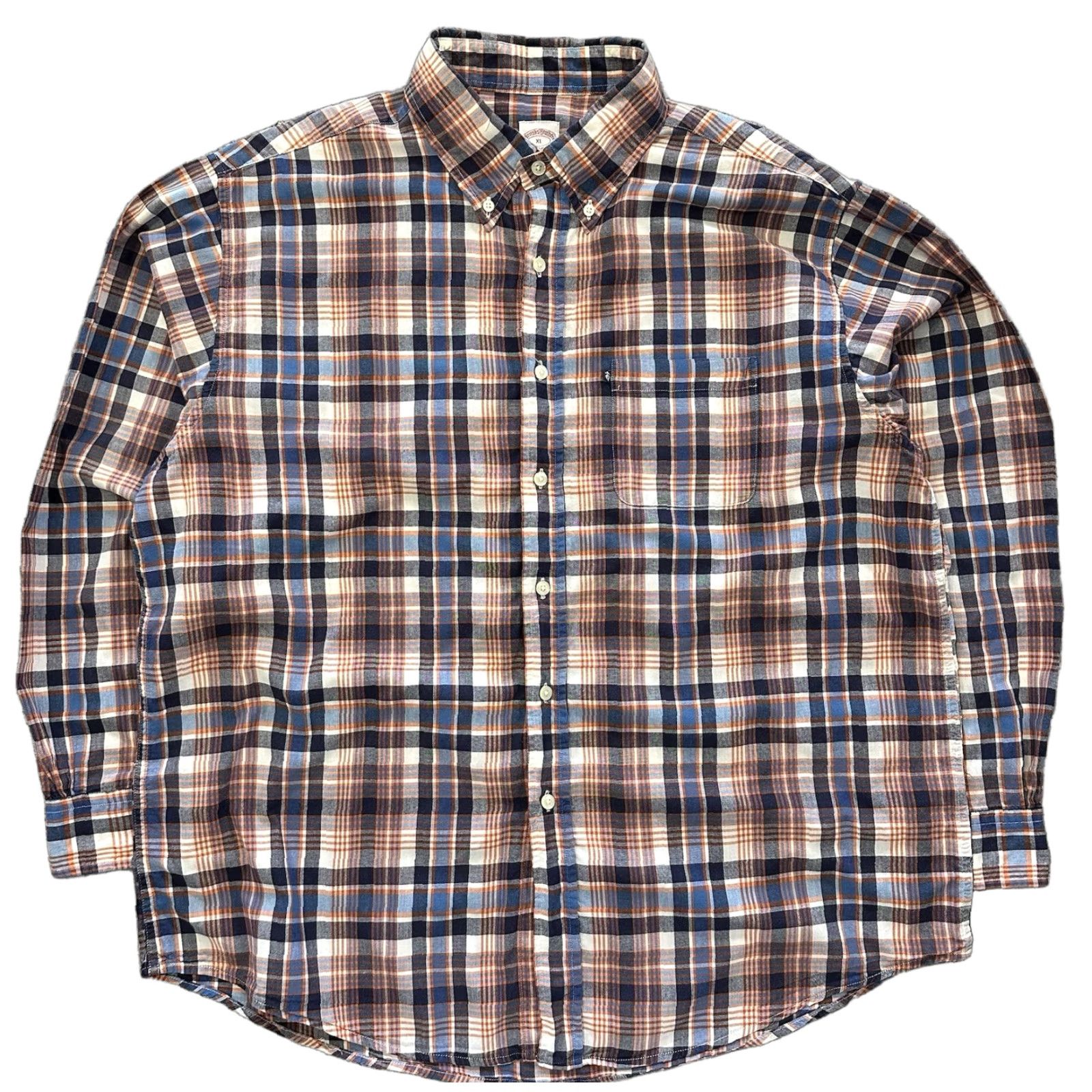 Brooks Brothers Brooks Brothers Button-Down Shirt Mens XL Original Polo Shirt Cotton Plaid Shirt Mens XL Orange Button-Up Casual Business Size US XL / EU 56 / 4 - 1 Thumbnail