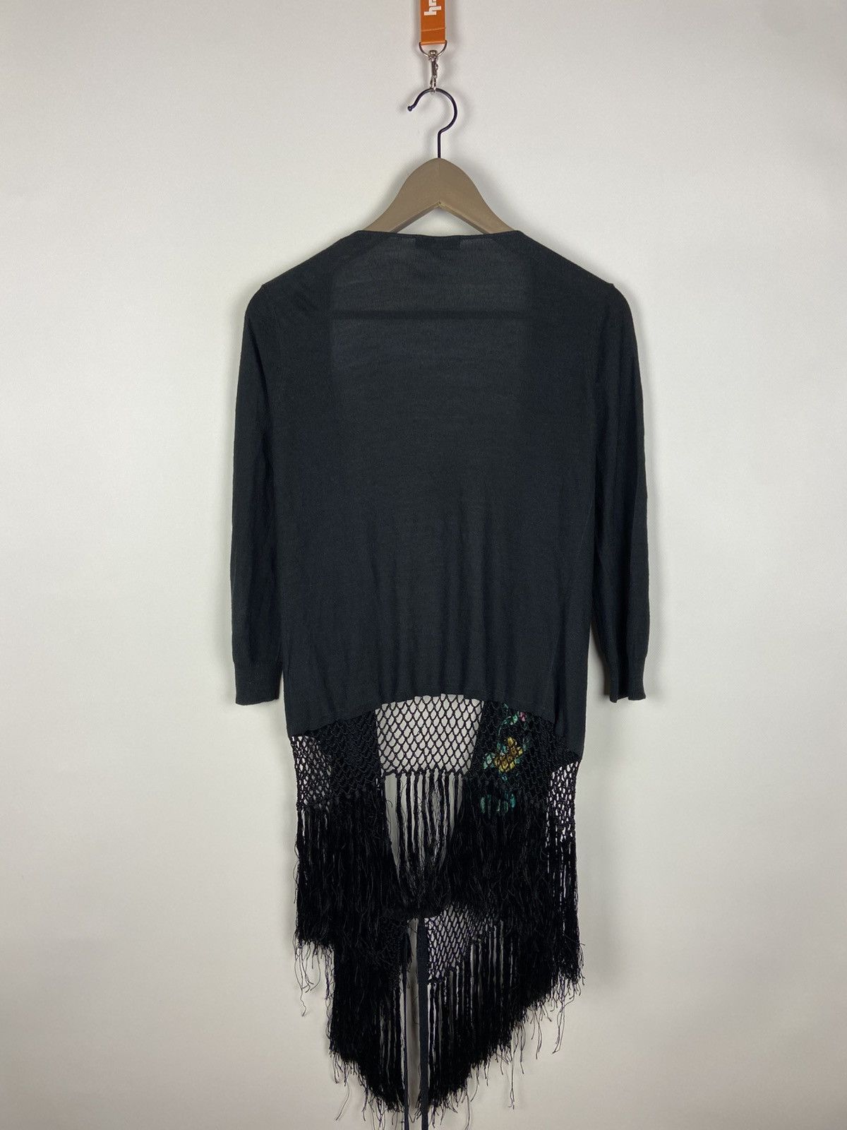 Designer × Kenzo Vintage Kenzo Jeans Silk Knit Fringe Wrap Cardigan Size M / US 6-8 / IT 42-44 - 2 Thumbnail