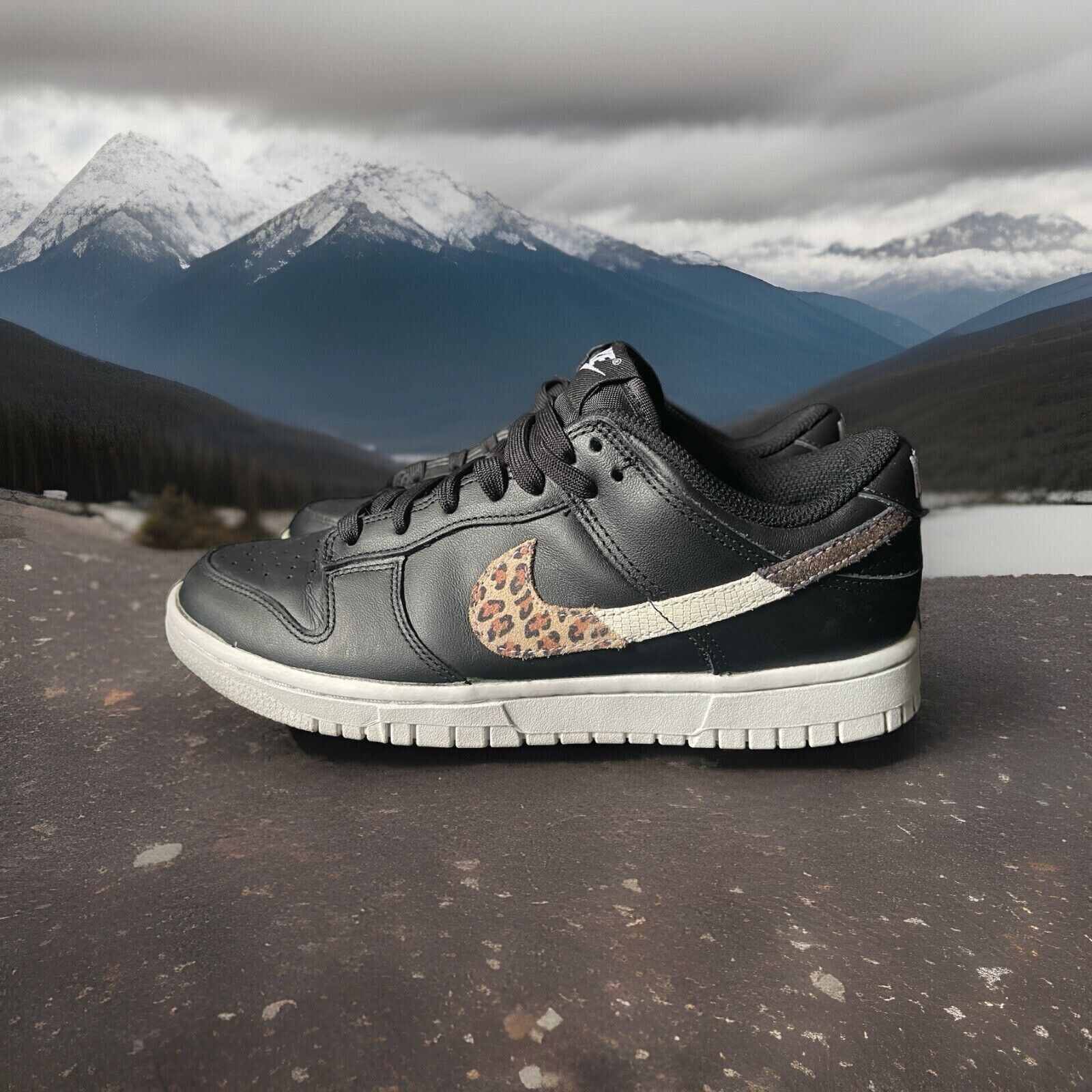 Nike Nike Dunk Low Primal Black Animal Print Swoosh DD7099-001 Size US 7 / IT 37 - 1 Thumbnail