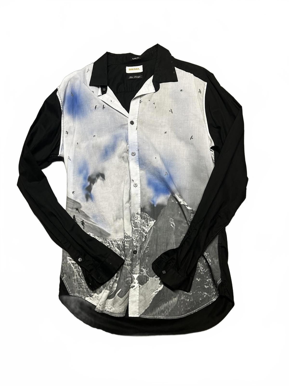 Diesel Unique Graphic Black and White Shirt with Artistic Mountain Size US L / EU 52-54 / 3 - 1 Thumbnail