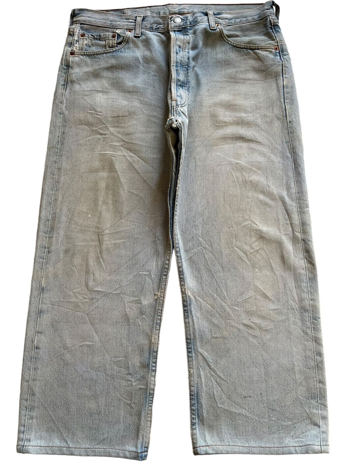 Levi's × Levi's Vintage Clothing SALES🔥Vintage 90s Levis 501 Light Wash Ripped Baggy Jeans Size US 35 - 1 Thumbnail