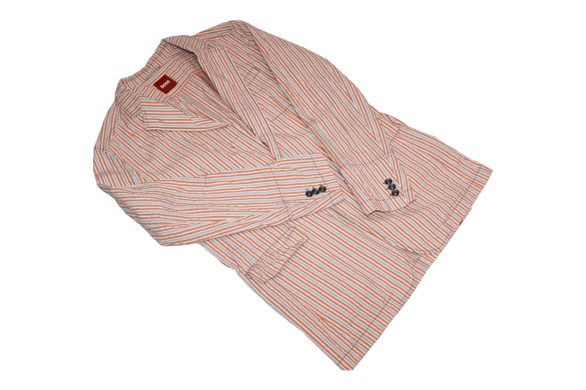 Hugo Boss 🔥90's Boss Orange Cotton Striped Hickory Blazer Jacket Size US L / EU 52-54 / 3 - 6 Thumbnail
