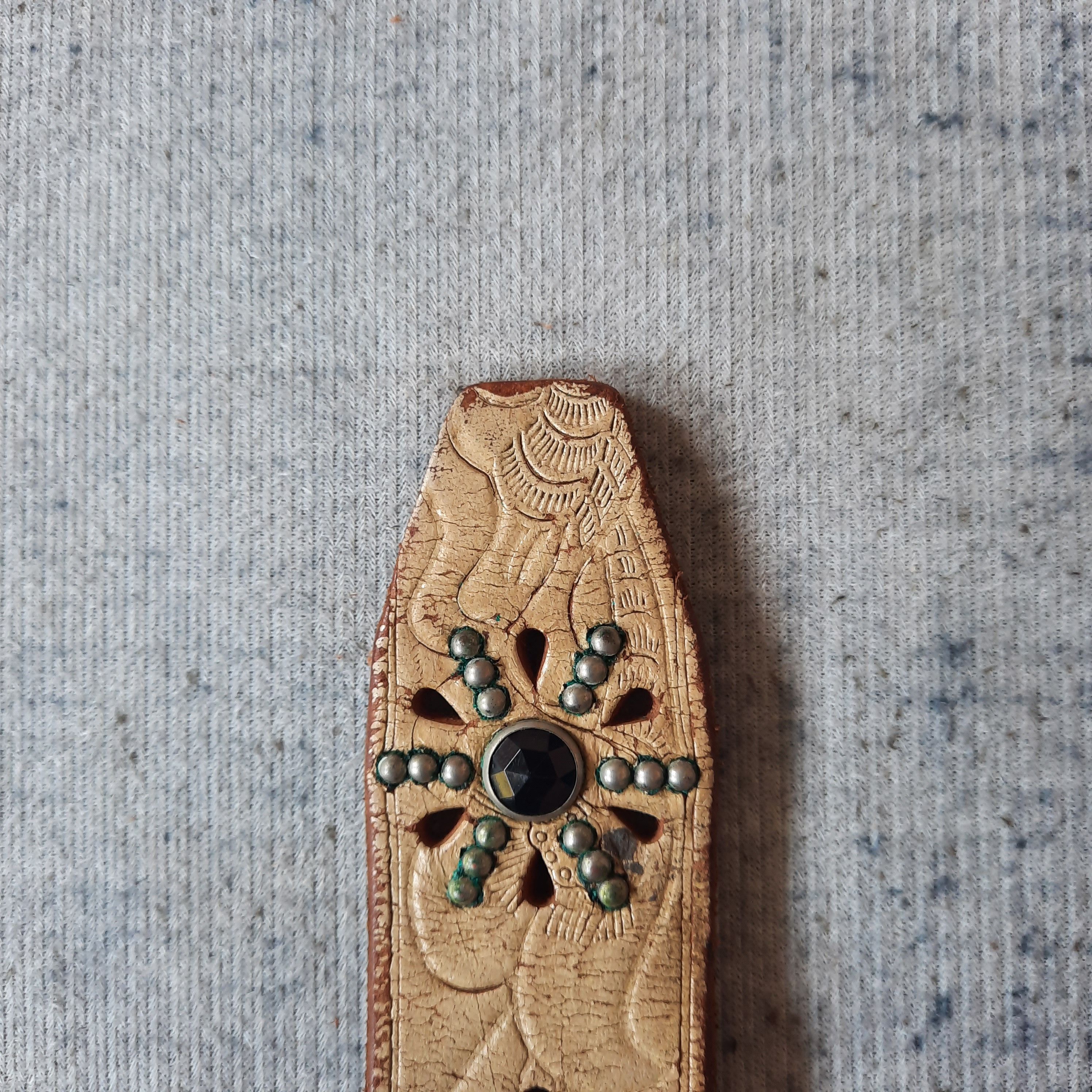 PPFM ⛓️ Vintage garrison ring emboss navajo style leather belt Size ONE SIZE - 4 Thumbnail