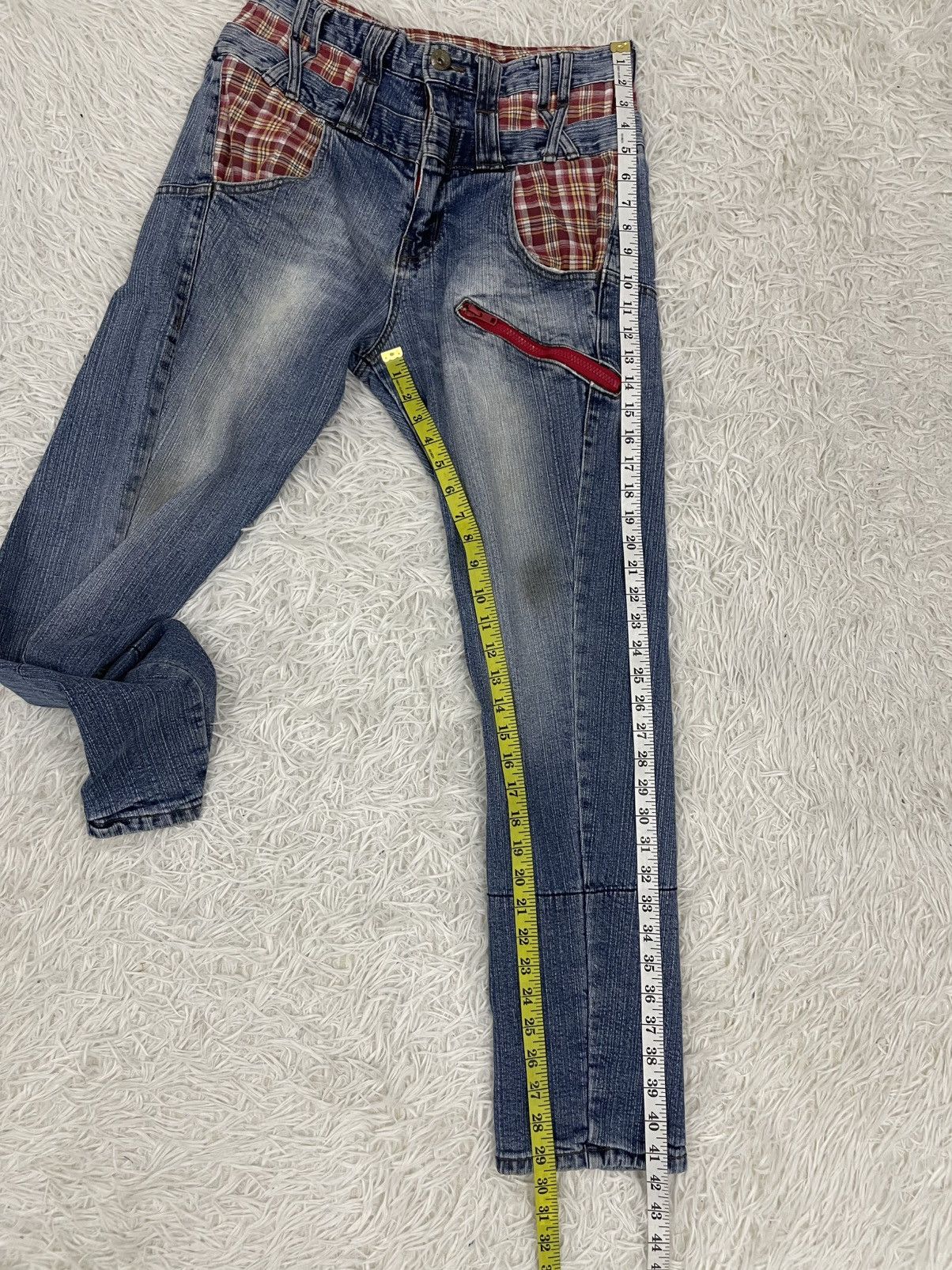 Japanese Brand B-S Complexity Gingham Dual Waist Jeans Pant Size US 31 - 14 Thumbnail