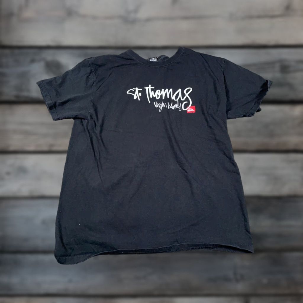 Quiksilver VTG Quiksilver T-Shirt Black Double-Sided Print Adult Large Men’s Short Sleeve Crew Neck St. Thomas Beach Retro Logo 2000s Size US L / EU 52-54 / 3 - 1 Thumbnail