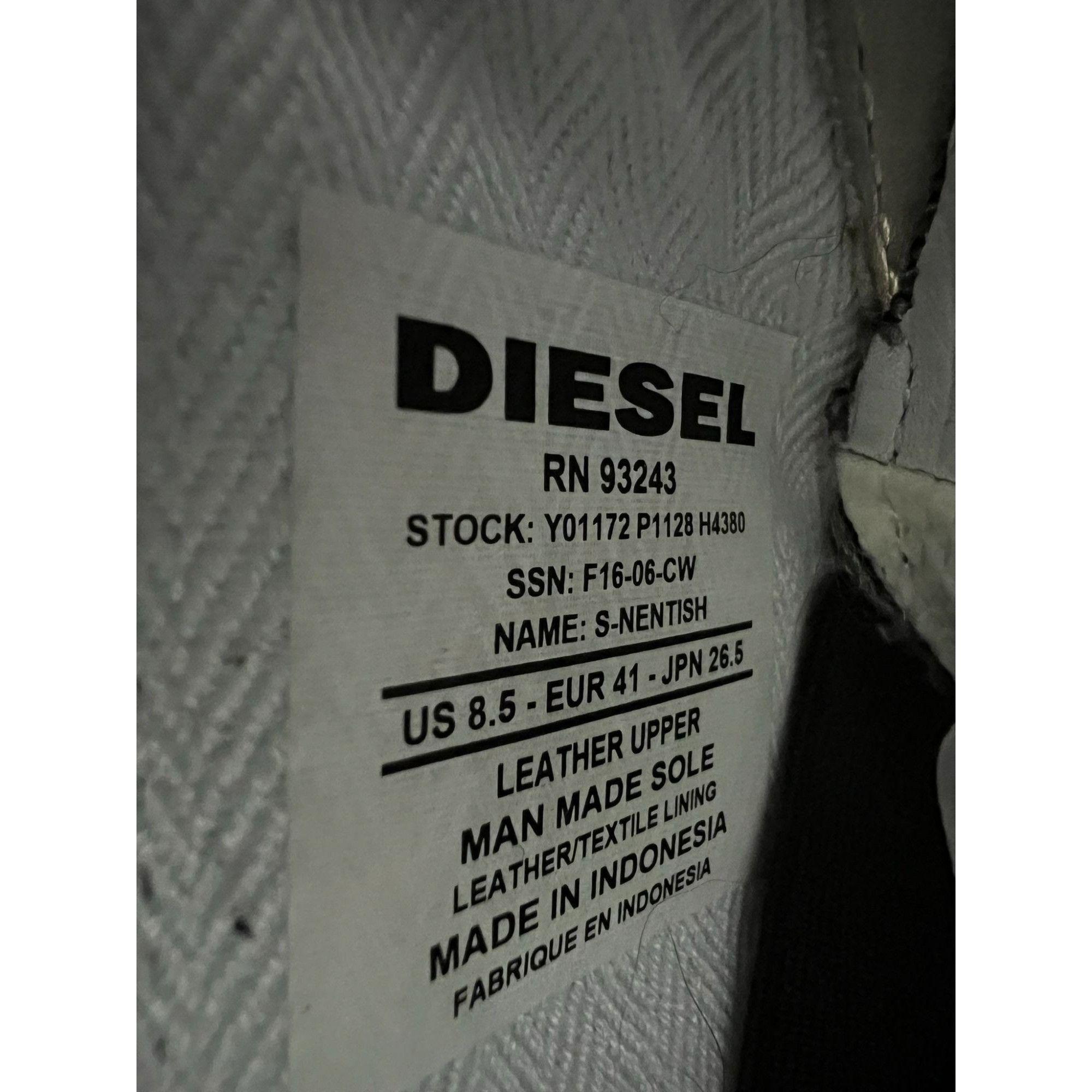 Diesel Diesel Men's US 8.5 S-Nentish High-Top Leather Sneakers Bur Size US 8.5 / EU 41-42 - 5 Thumbnail