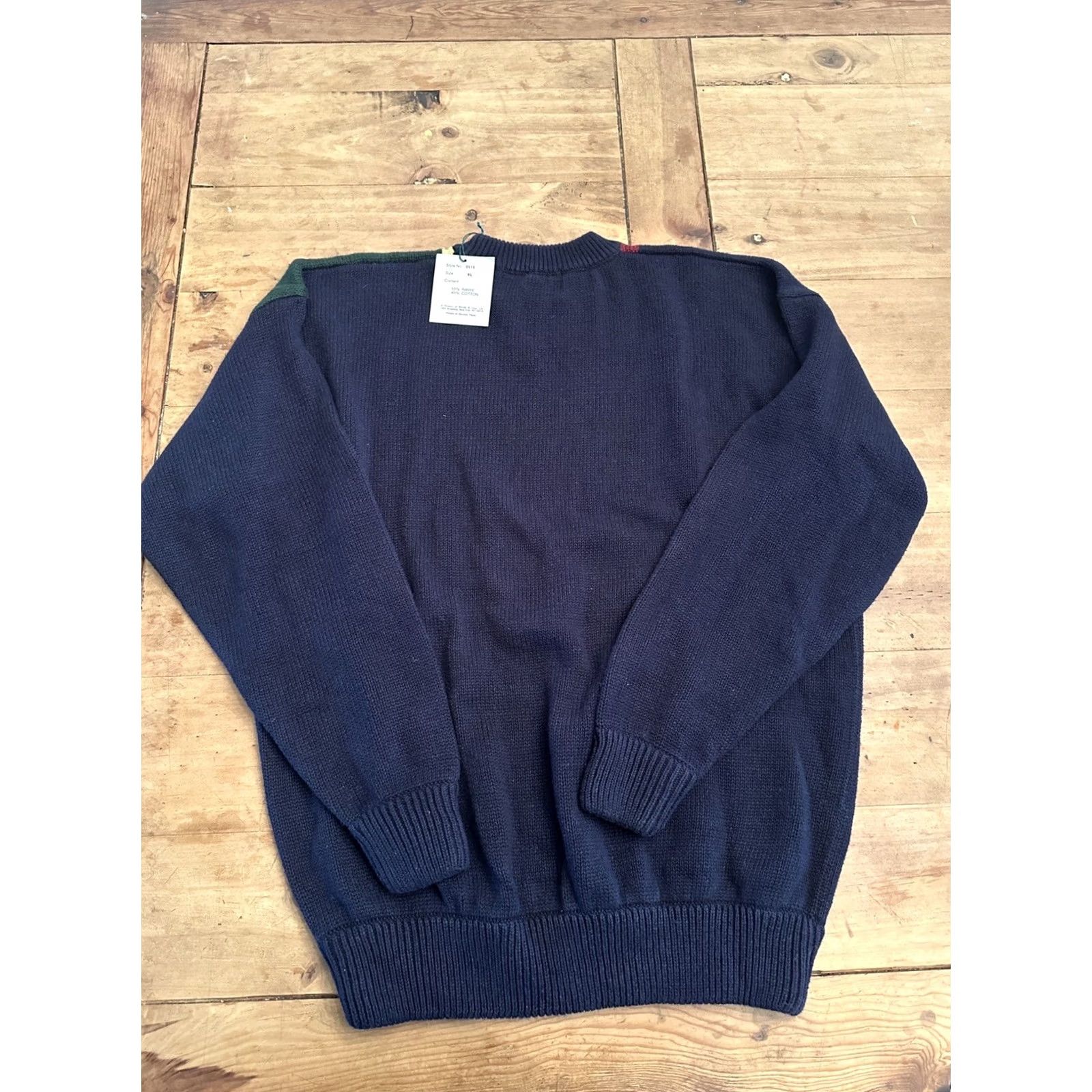 Vintage VINTAGE Stone Haven Sweater Mens XL Cotton Blend Knit Blue Green Red NWT Pullover Long Sleeve Regular Heavyweight All Seasons Retro Knit Shirt Men Size US XL / EU 56 / 4 - 7 Thumbnail