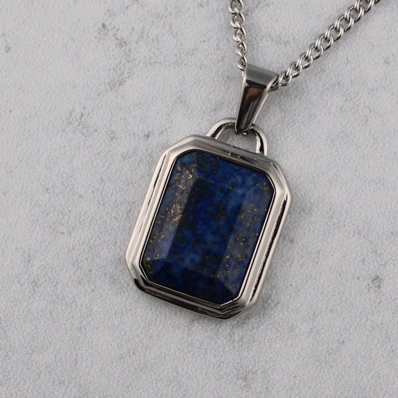Jewelry Silver Lapis Lazuli Pendant Chain Necklace Size ONE SIZE - 2 Thumbnail