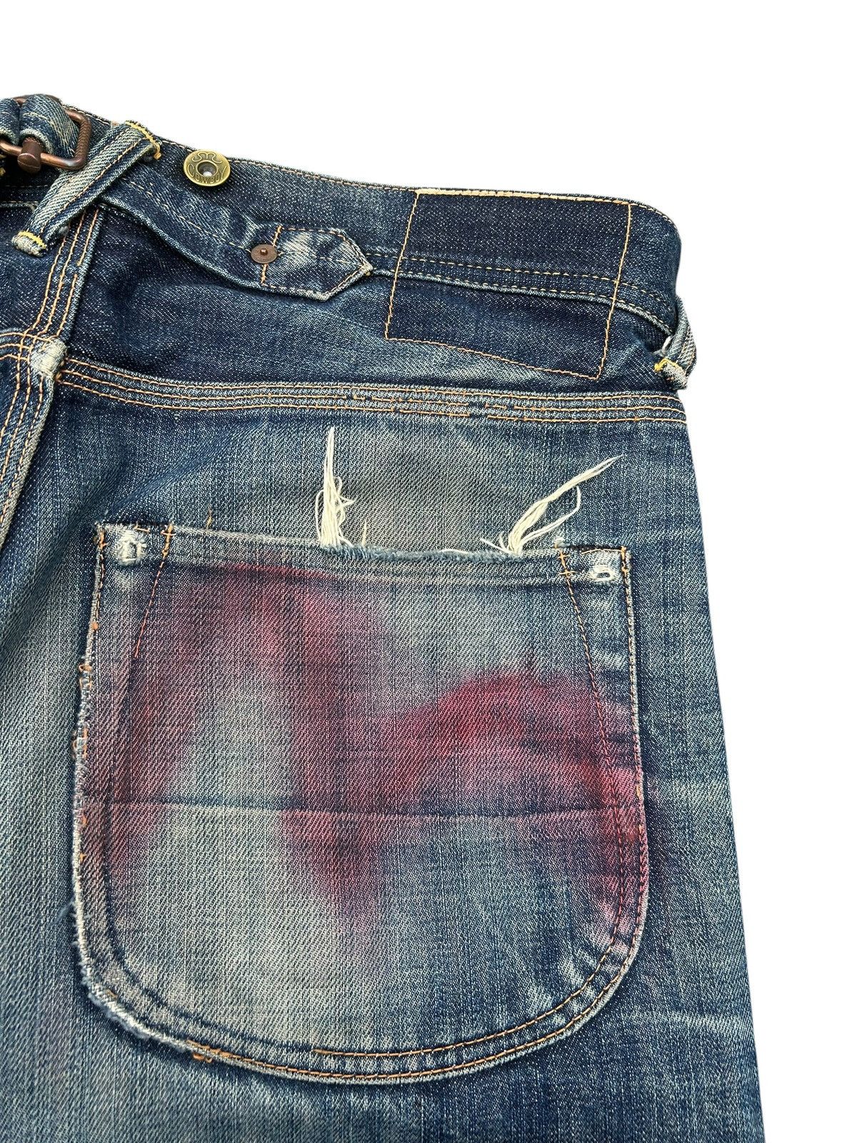 Kapital Buckle Back Vintage Evisu Cowboy Selvedge Distressed Denim Size US 32 / EU 48 - 15 Thumbnail