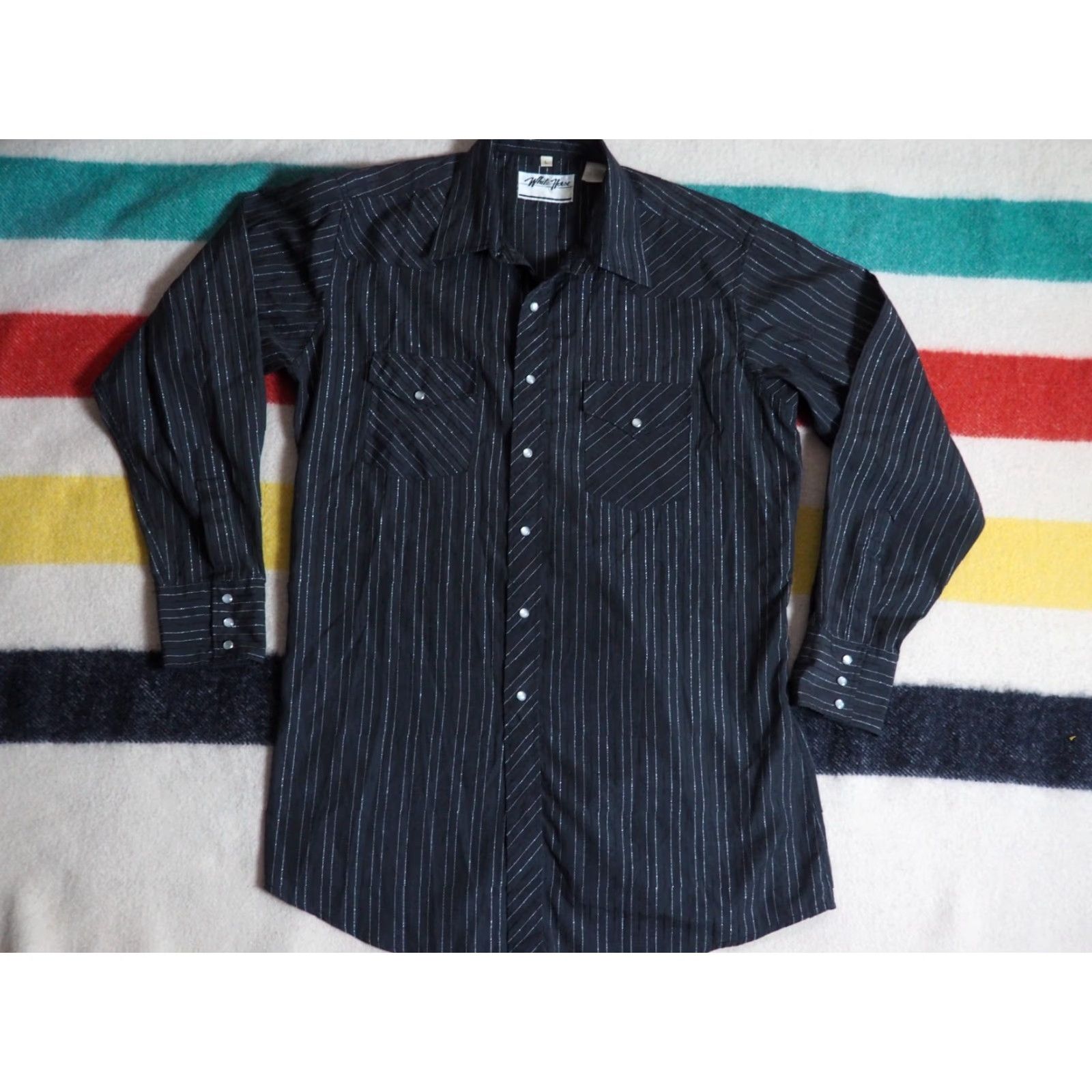 Vintage VTG 90s White Horse Black Silver Foil Western Cowboy Pearl Snap Shirt Mens L Size US L / EU 52-54 / 3 - 2 Thumbnail