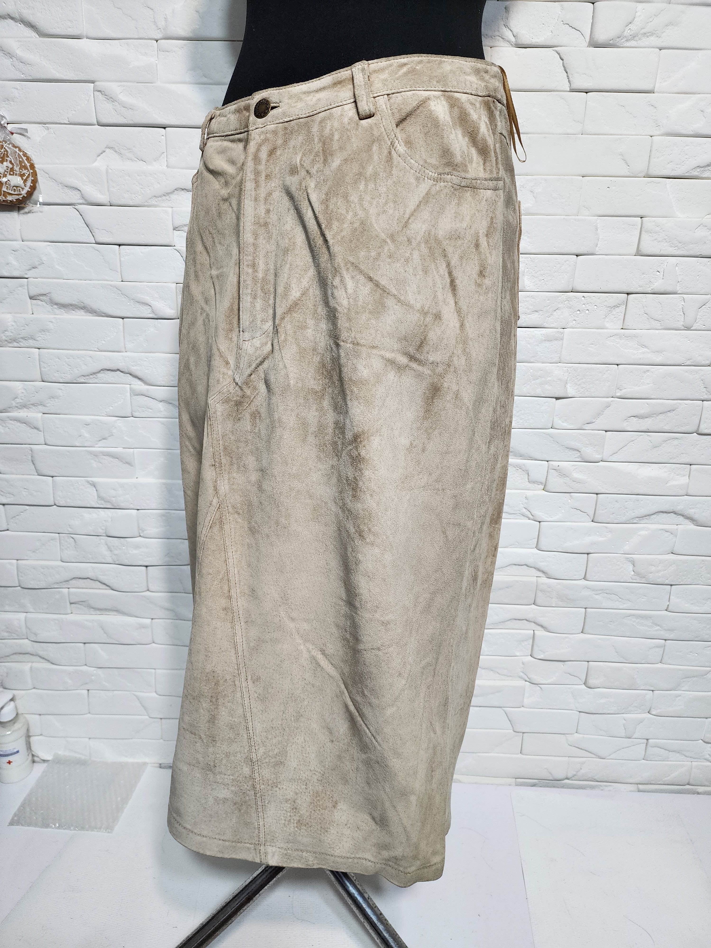 Other Beige Leather Skirt: Skirt.with Pockets Size 32" / US 10 / IT 46 - 2 Thumbnail