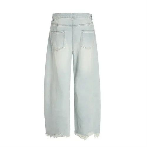 Japanese Brand × Jean Punk washed men's casual distressed raw edge ripped jeans Size US 32 / EU 48 - 3 Thumbnail