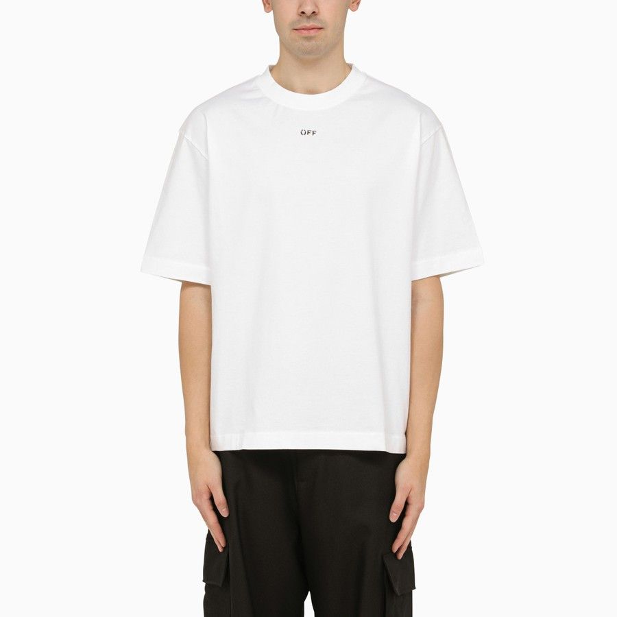 image of Off White O1D2Blof0424 Logo T-Shirts In White, Men's (Size Medium)