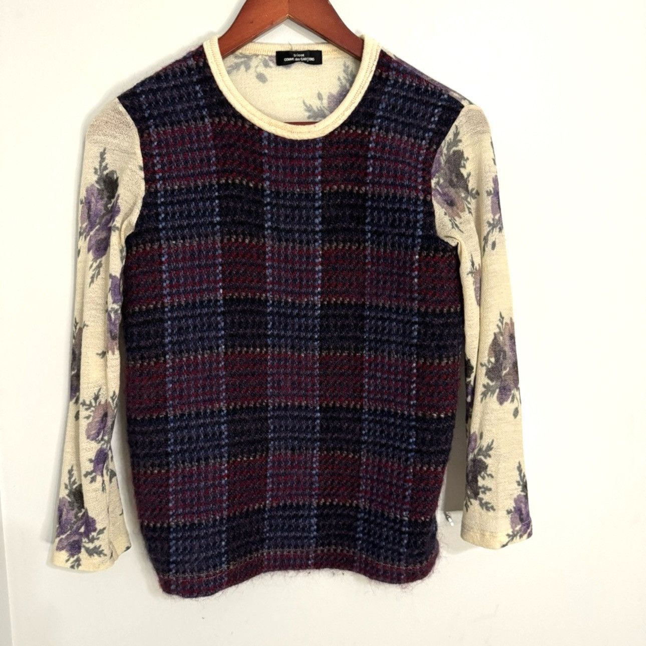 Comme des Garcons × Japanese Brand × Vintage Tricot Comme des Gascons Mohair Sweater, Plaid & Floral, M Size M / US 6-8 / IT 42-44 - 6 Thumbnail