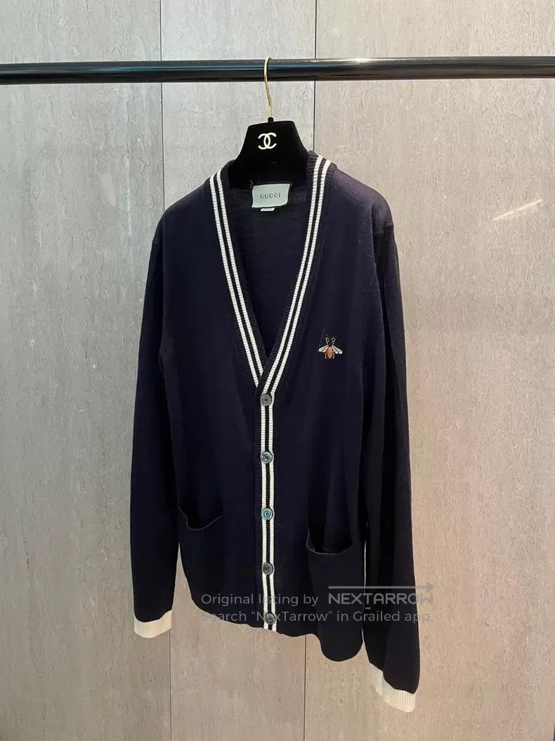 Gucci Gucci Little Bee Dark Blue Knitwear coat Size M / US 6-8 / IT 42-44 - 2 Thumbnail