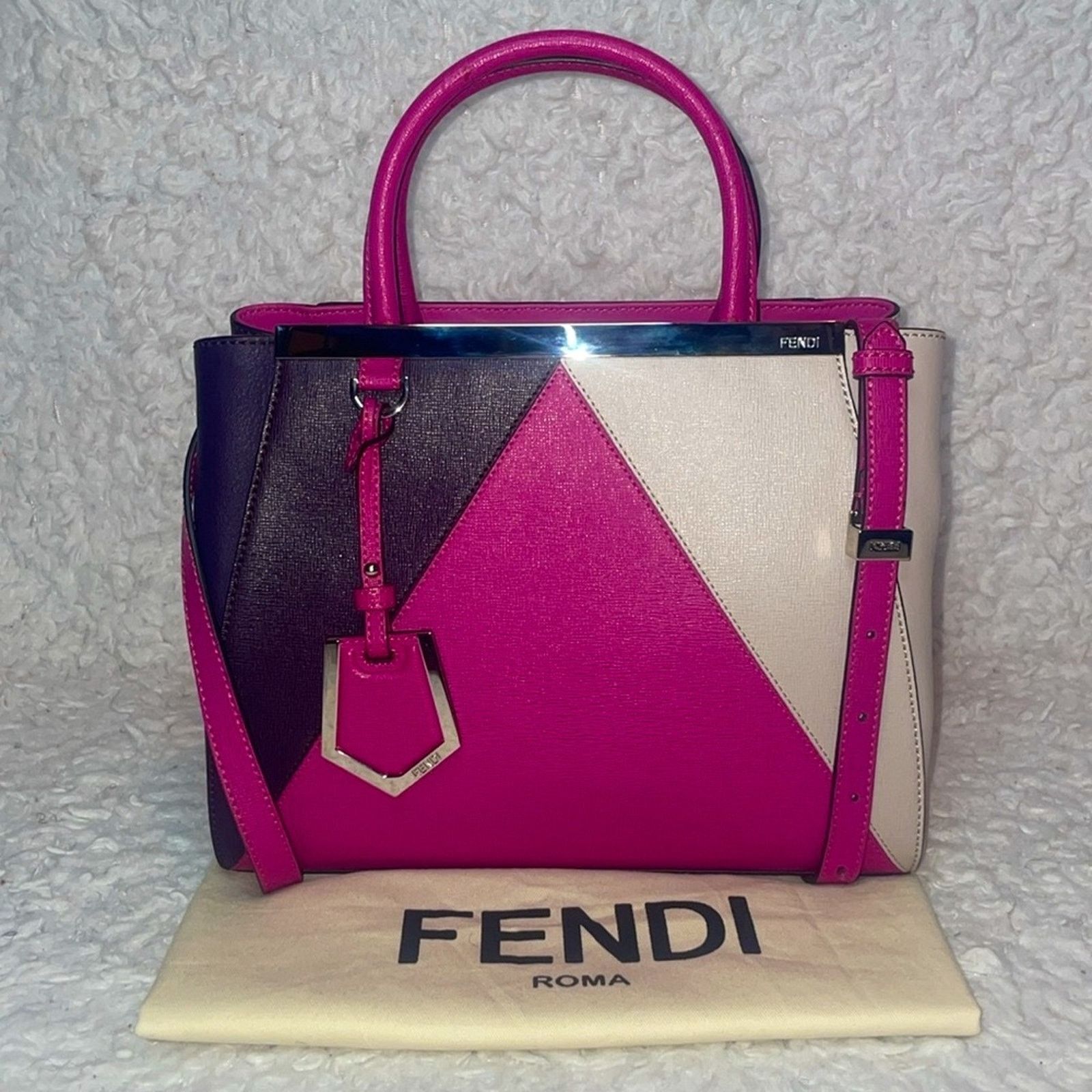Fendi Fendi 2Jours Petite Geometric Satchel Magenta Multi Size ONE SIZE - 2 Thumbnail