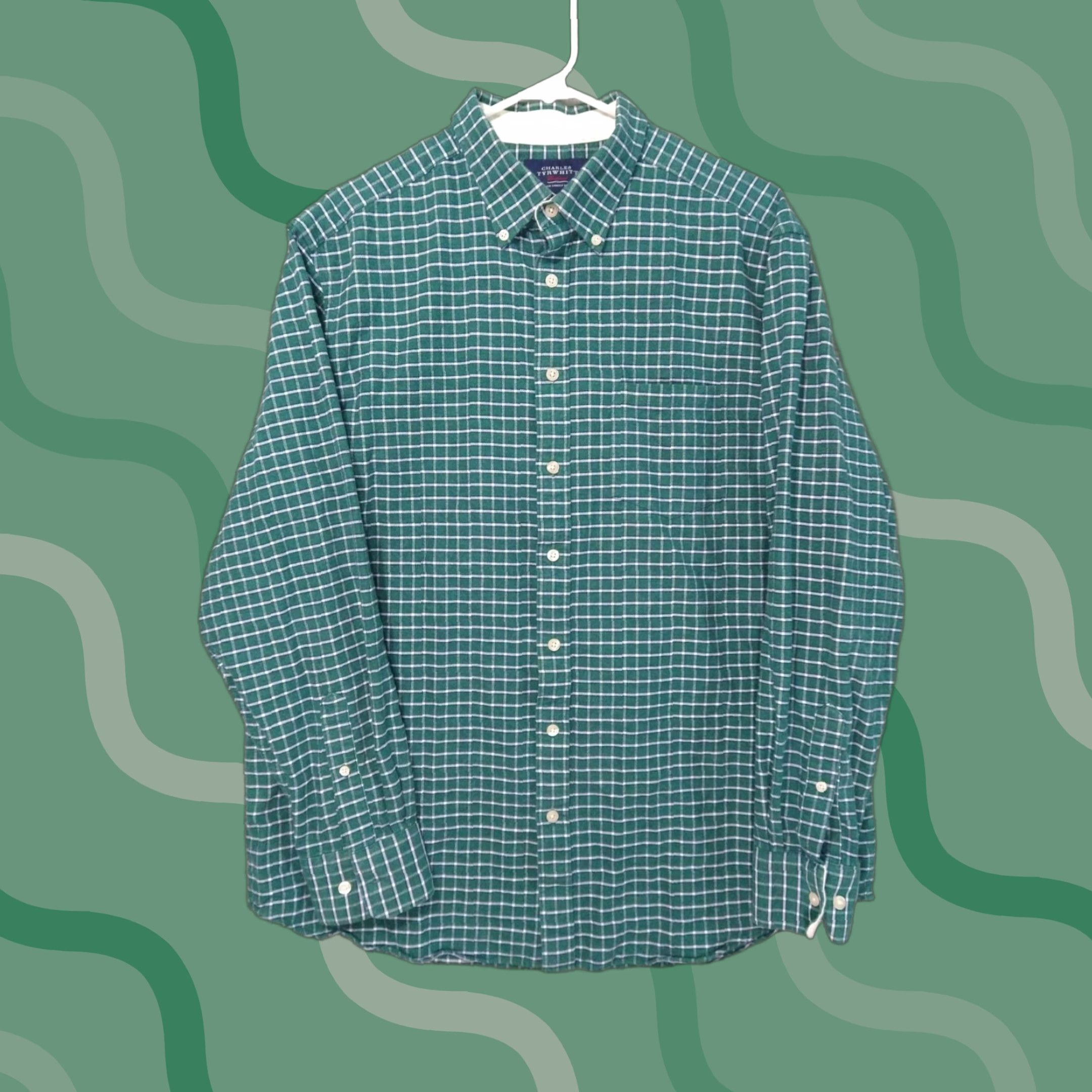 Charles Tyrwhitt Charles Tyrwhitt Shirt Mens Large Green Plaid Flannel Classic Fit Long Sleeve Size US L / EU 52-54 / 3 - 1 Thumbnail