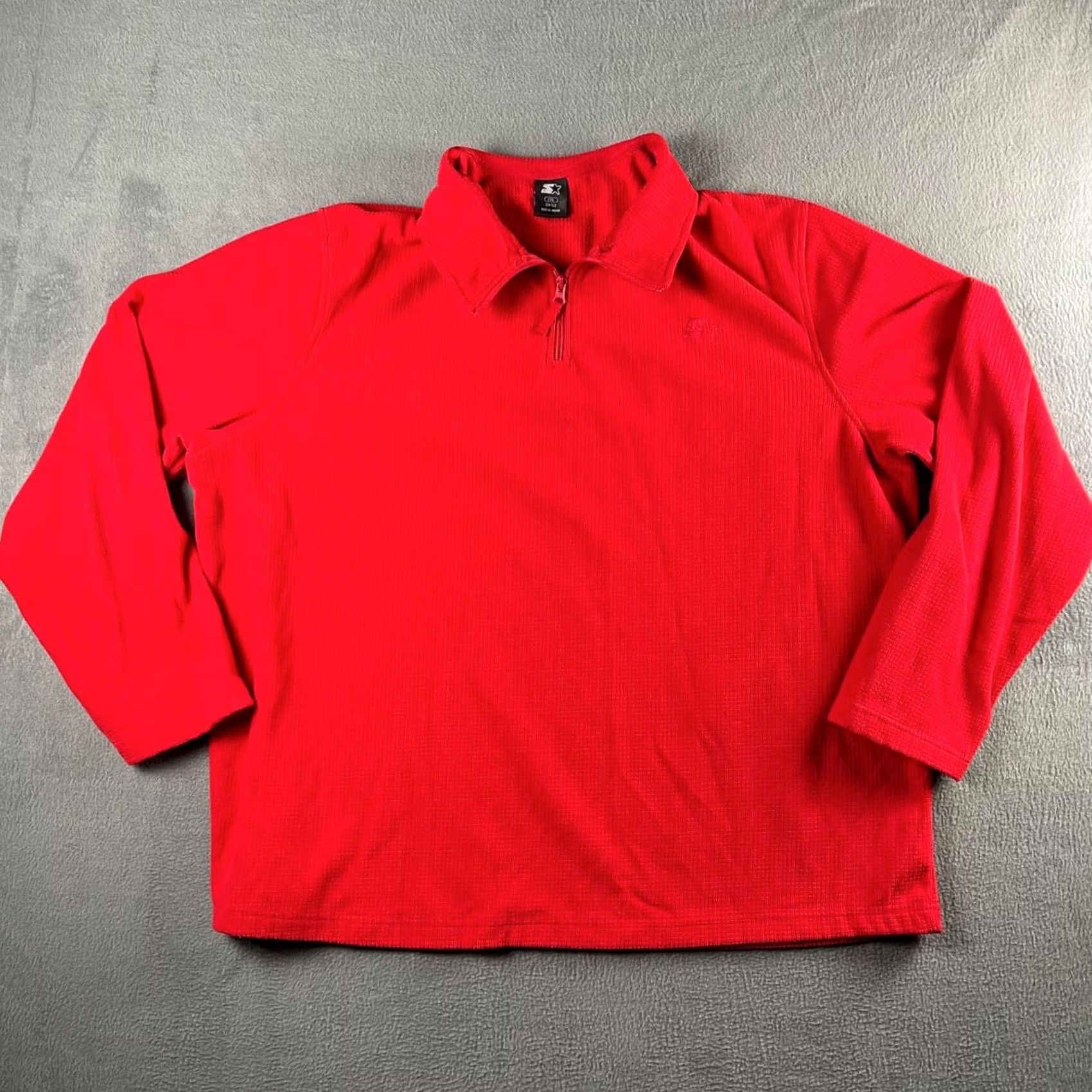 Starter Starter Sweatshirt Mens 2XL Red Thermal Quarter Zip Pullover Logo Knit Jordan Size US XXL / EU 58 / 5 - 2 Thumbnail