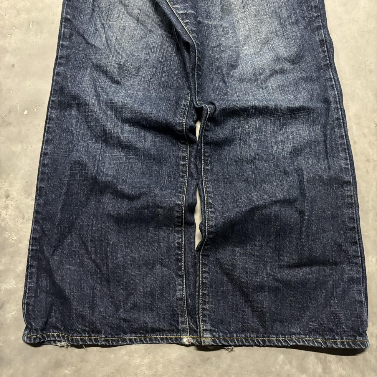 Japanese Brand × Vintage Crazy Vintage Y2K/2000s Baggy Grunge Dark Wash Skater Bootcut Denim Jeans! Size US 38 / EU 54 - 6 Thumbnail