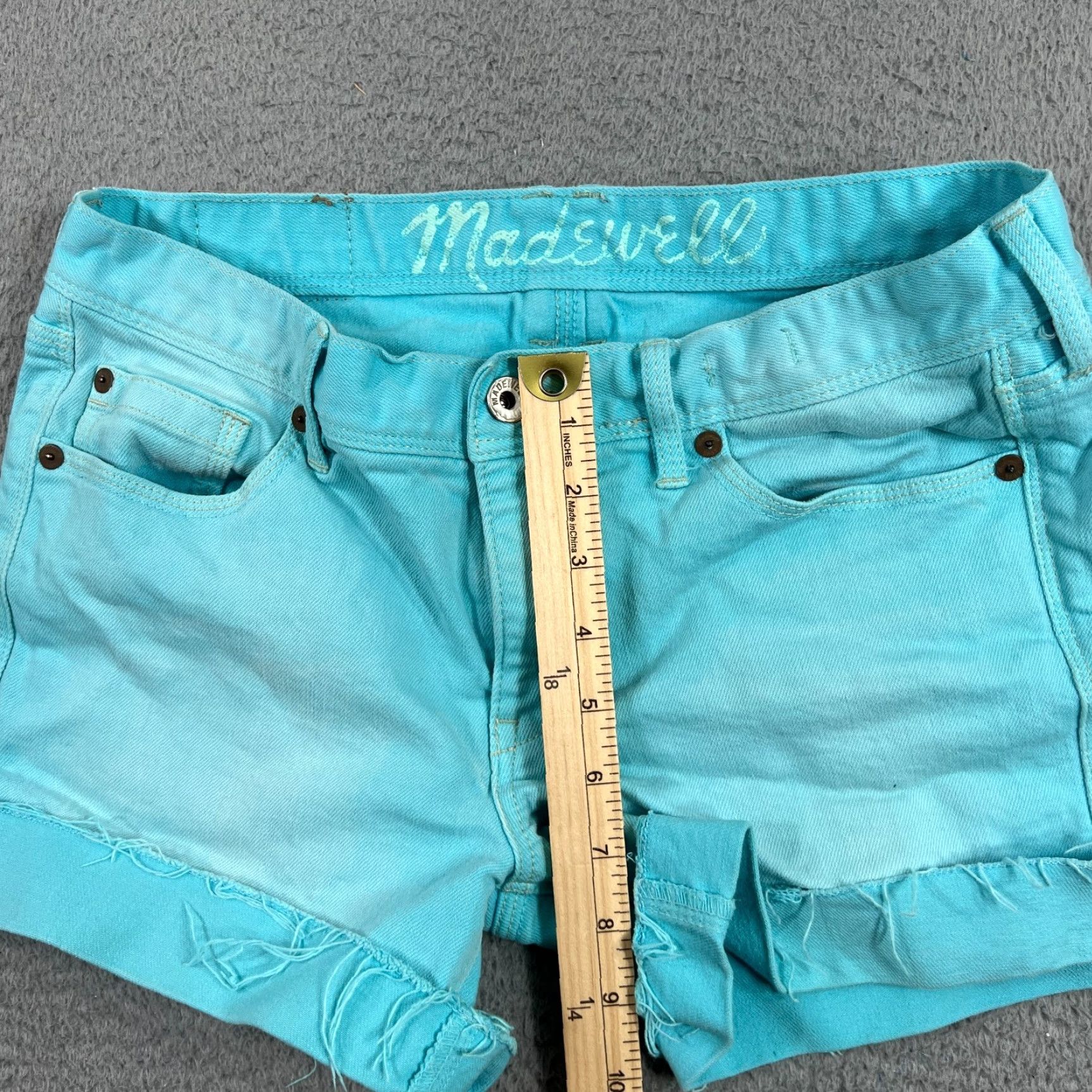 Madewell Madewell Jeans Shorts Women's 28 Denim Cut-Off Beach Festival Teal Blue Cuffed 90s Mens Women Girls Size 28" / US 6 / IT 42 - 4 Thumbnail