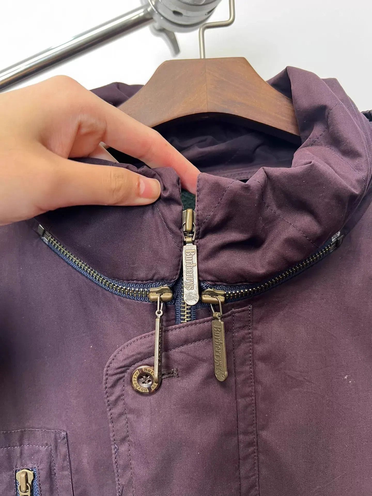 Burberry Purple Hooded Parka with Multiple Pockets. Size US XL / EU 56 / 4 - 5 Thumbnail