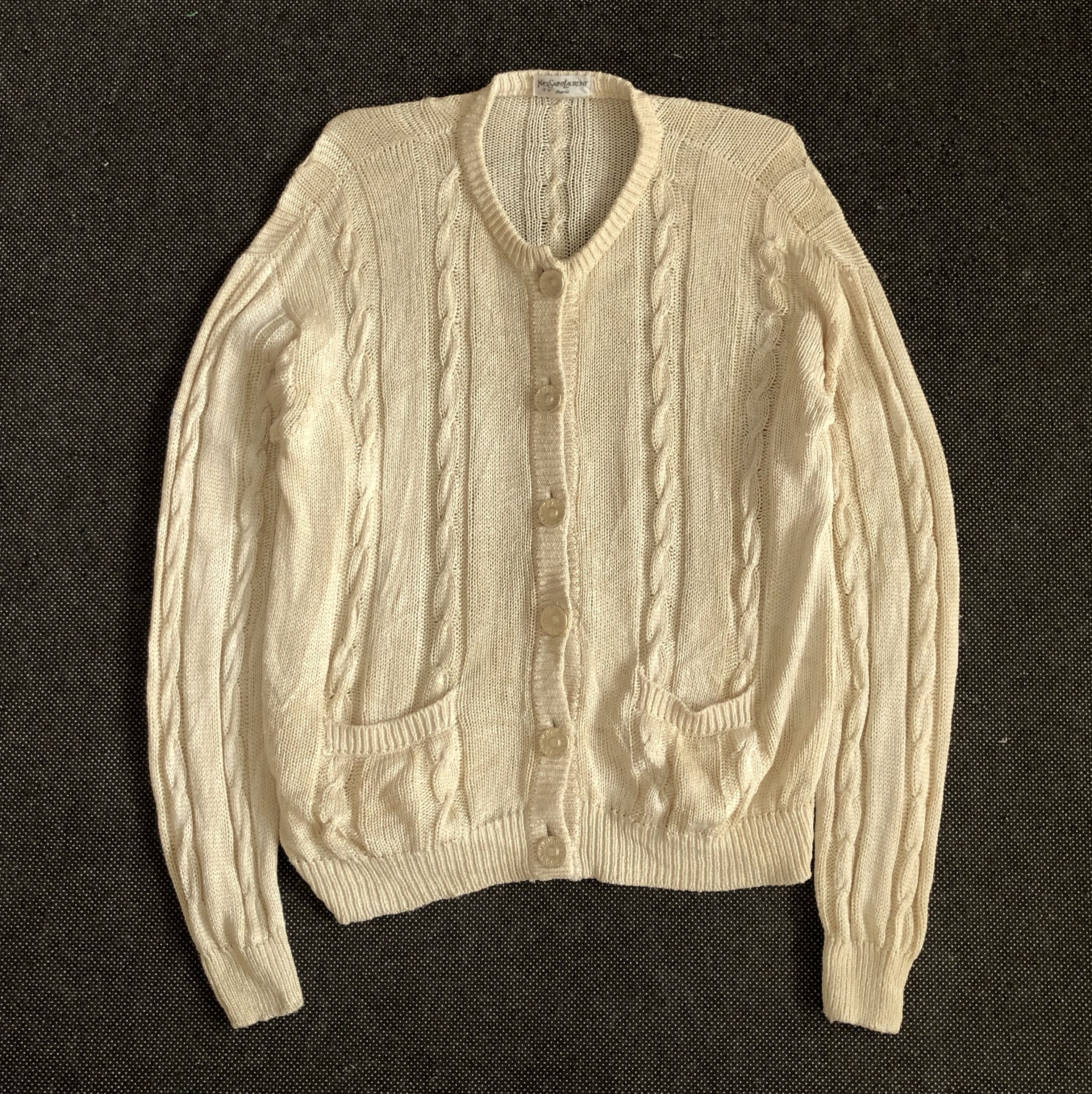 Yves Saint Laurent VINTAGE 80’S YSL CABLE KNIT CARDIGAN JACKET WOOL BLEND Size XL / US 12-14 / IT 48-50 - 1 Thumbnail