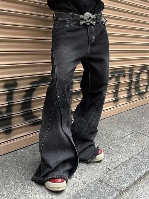 Japanese Brand × Jean Flared Relaxed Wide Leg Jeans Futuristic Size US 34 / EU 50 - 3 Thumbnail