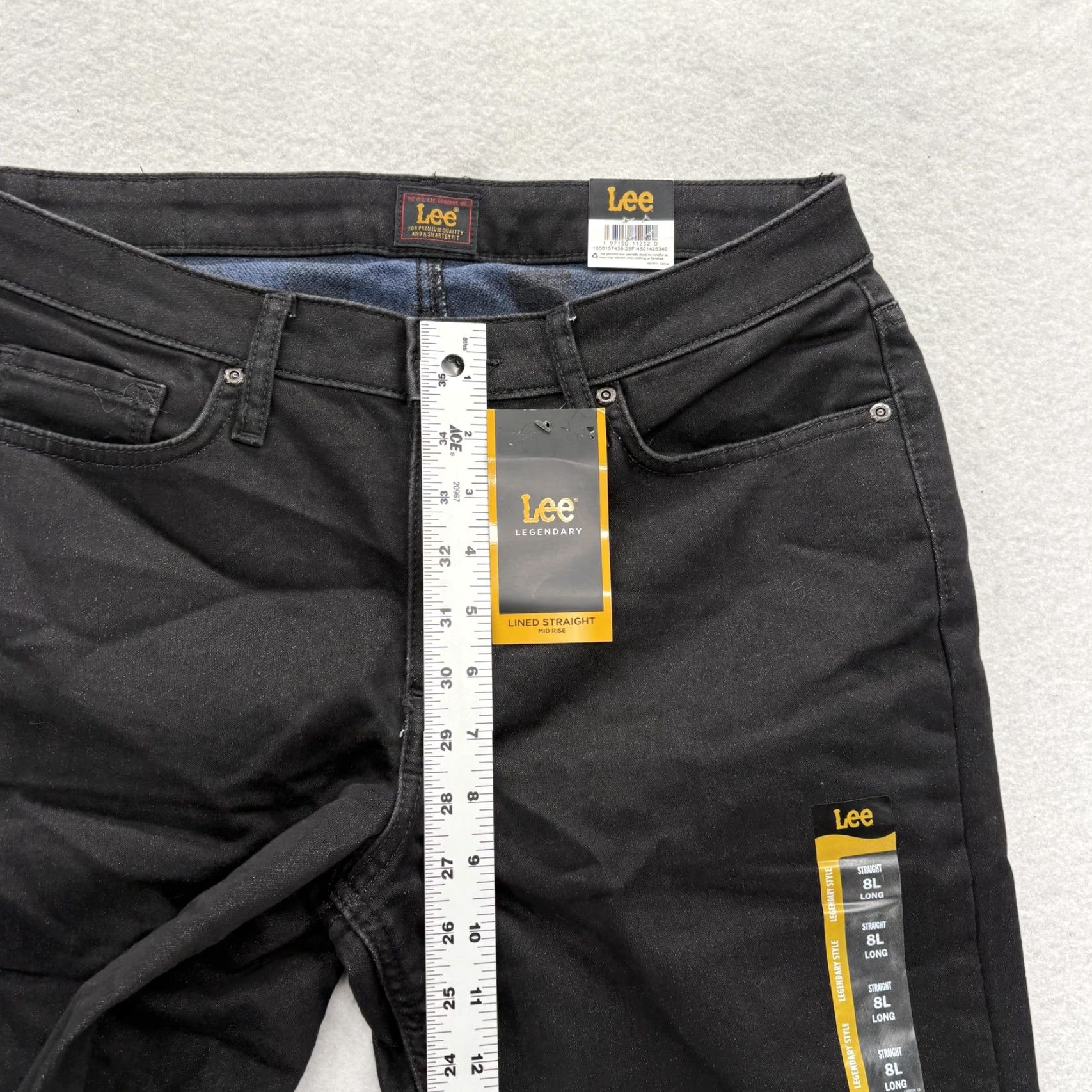 Lee Lee Lined Straight Jeans Womens 8 Tall Black Mid Rise Fleece Lined Stretch Denim Size 30" / US 8 / IT 44 - 7 Thumbnail