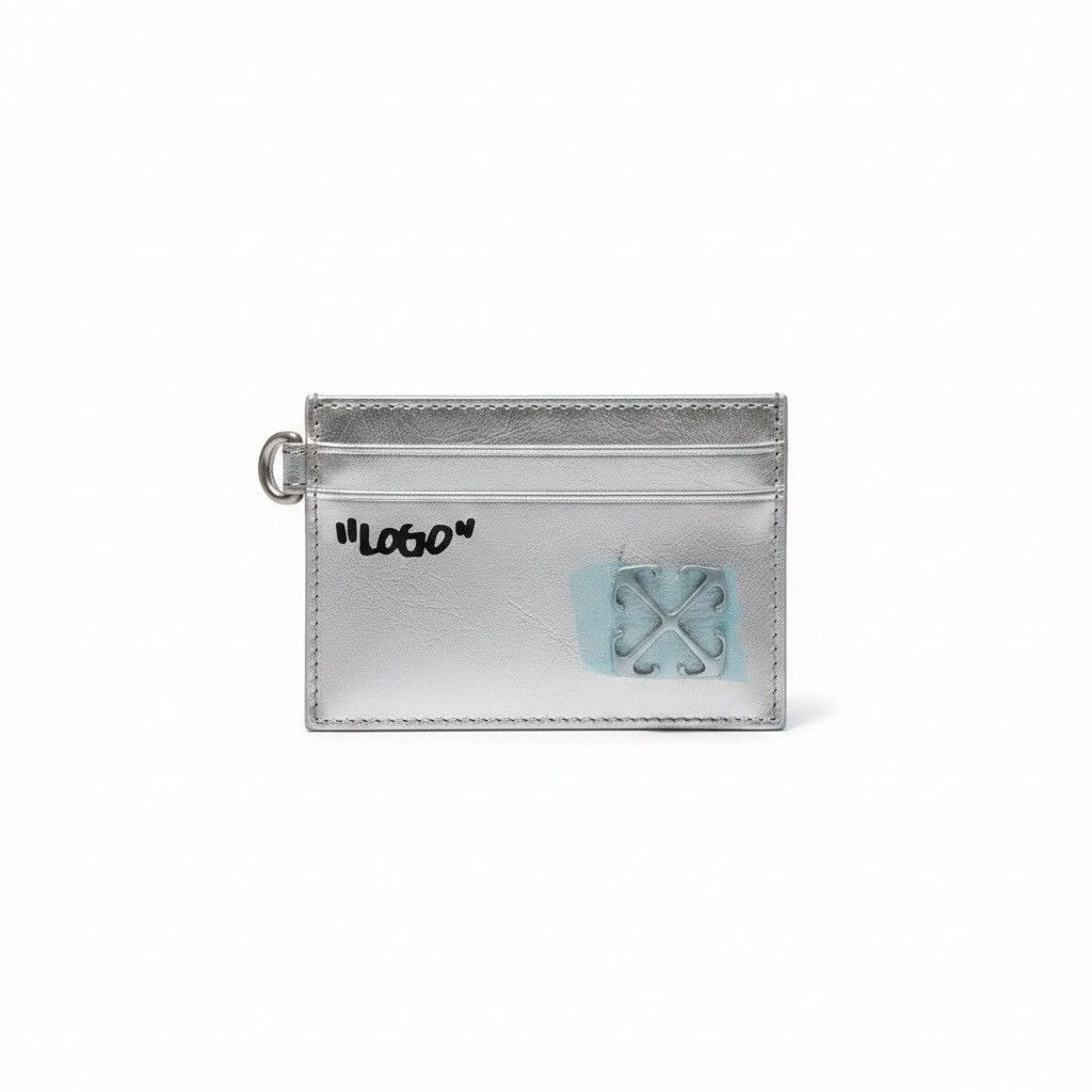 Off-White Off-White Leather Card Holder in a silver metallic finish Size ONE SIZE - 1 Thumbnail
