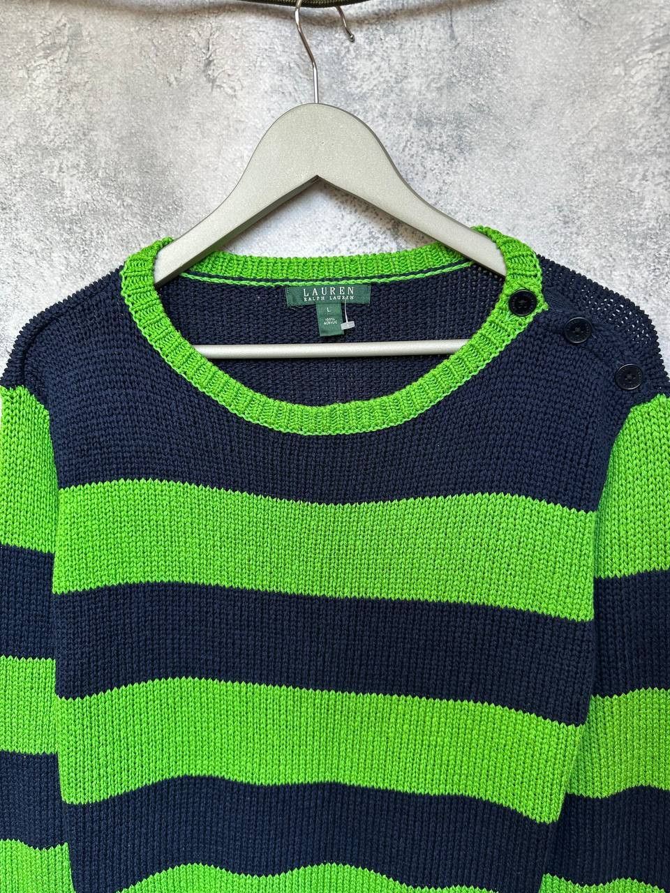 Lauren Ralph Lauren Lauren Ralph Lauren Vintage Acrylic Striped Knit Sweater Size L / US 10 / IT 46 - 5 Thumbnail
