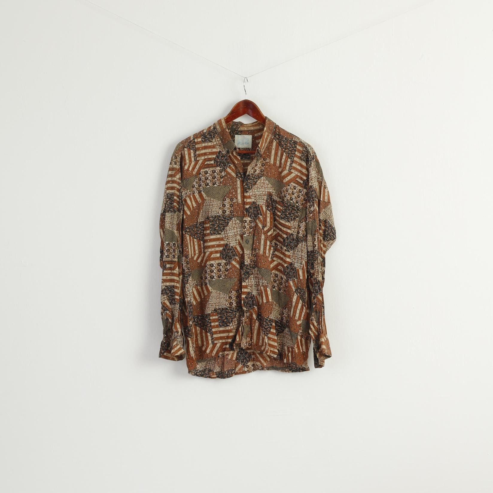 Vintage Avcan Club Men 1 M Casual Shirt Brown Viscose Vintage 7590 Size US M / EU 48-50 / 2 - 2 Thumbnail