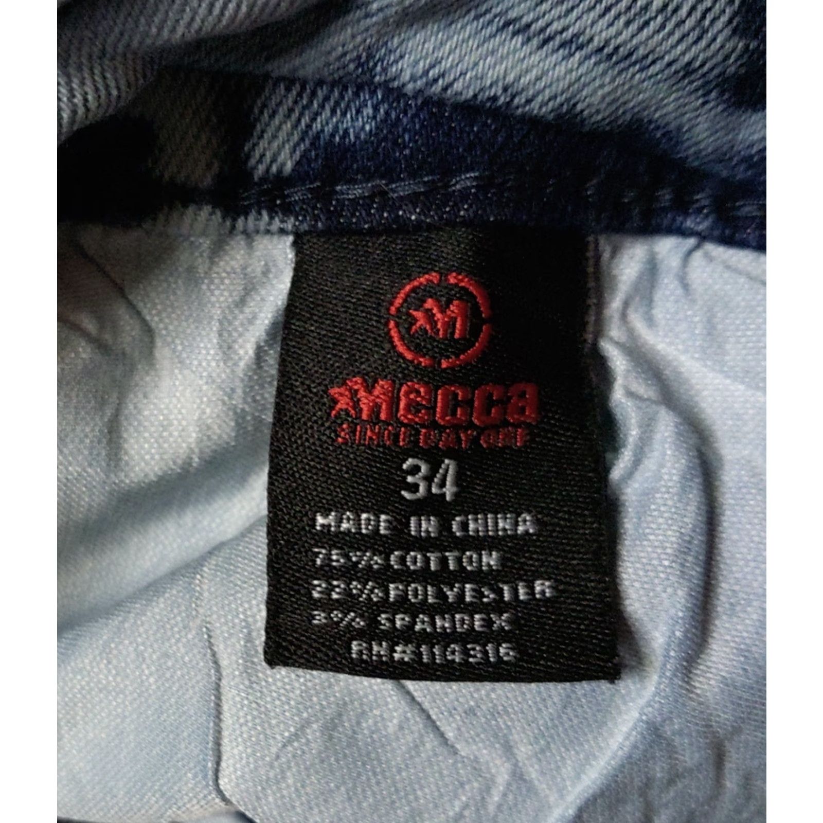 Vintage Mecca Jeans Slim 34x30 Denim Acid Wash 5-Pocket Stretch Fit Mens Blue 90s Theme Skinny Mid Rise Jeans Size US 34 / EU 50 - 6 Thumbnail